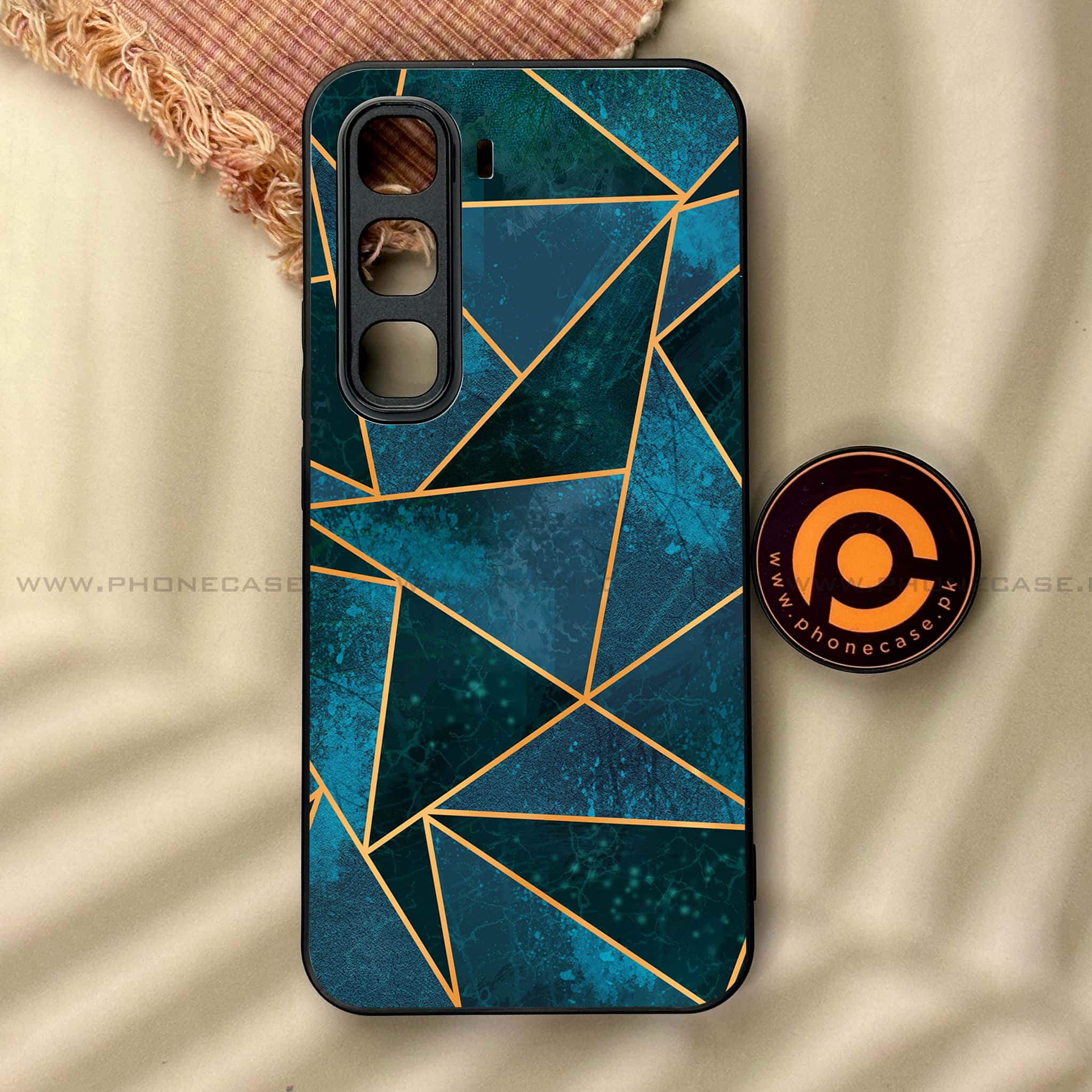 Infinix Hot 60 Pro - Geometric Marble Series - Premium Metal Printed soft Bumper shock Proof Case
