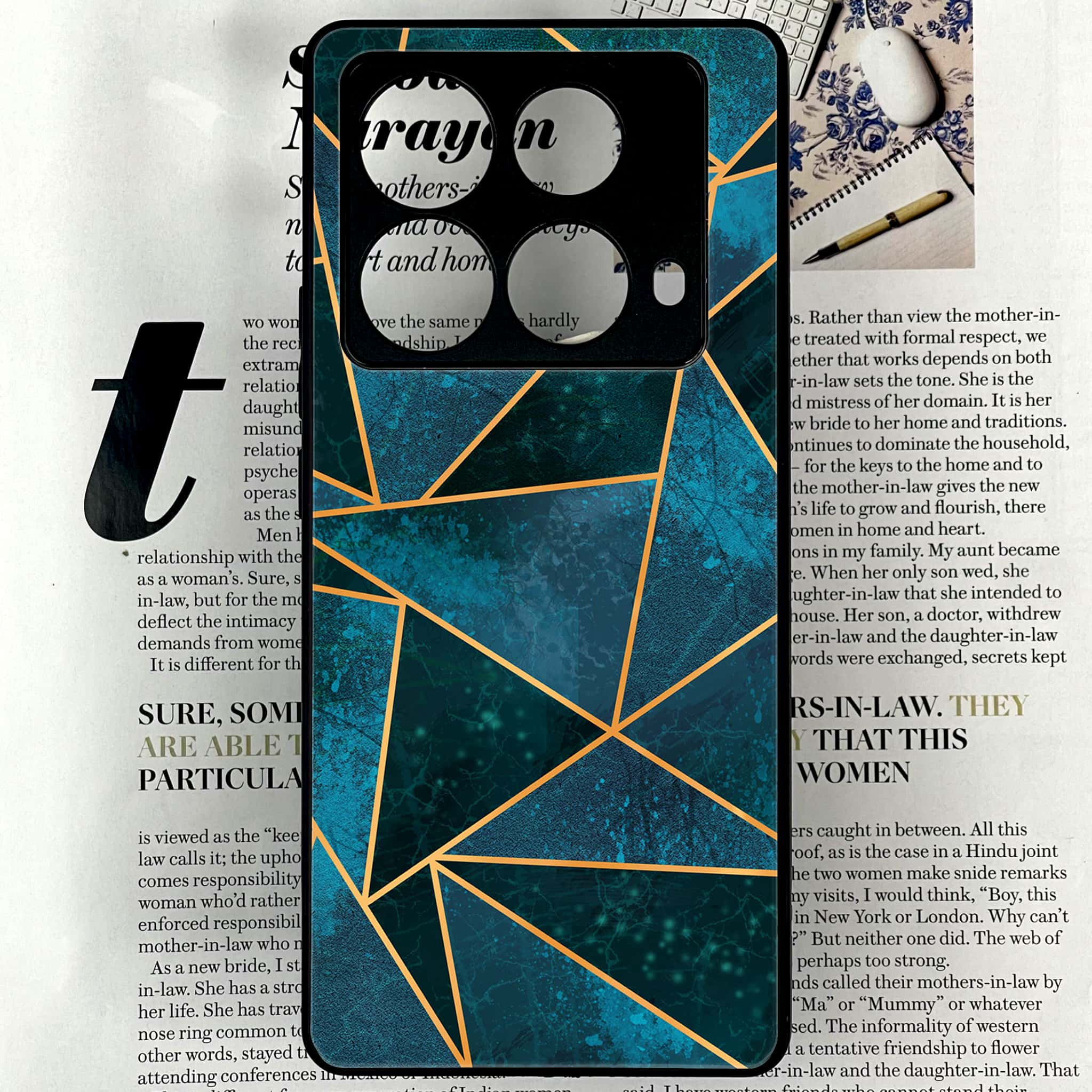 Infinix Note 40 4G - Geometric Marble Series - Premium Printed Glass soft Bumper shock Proof Case