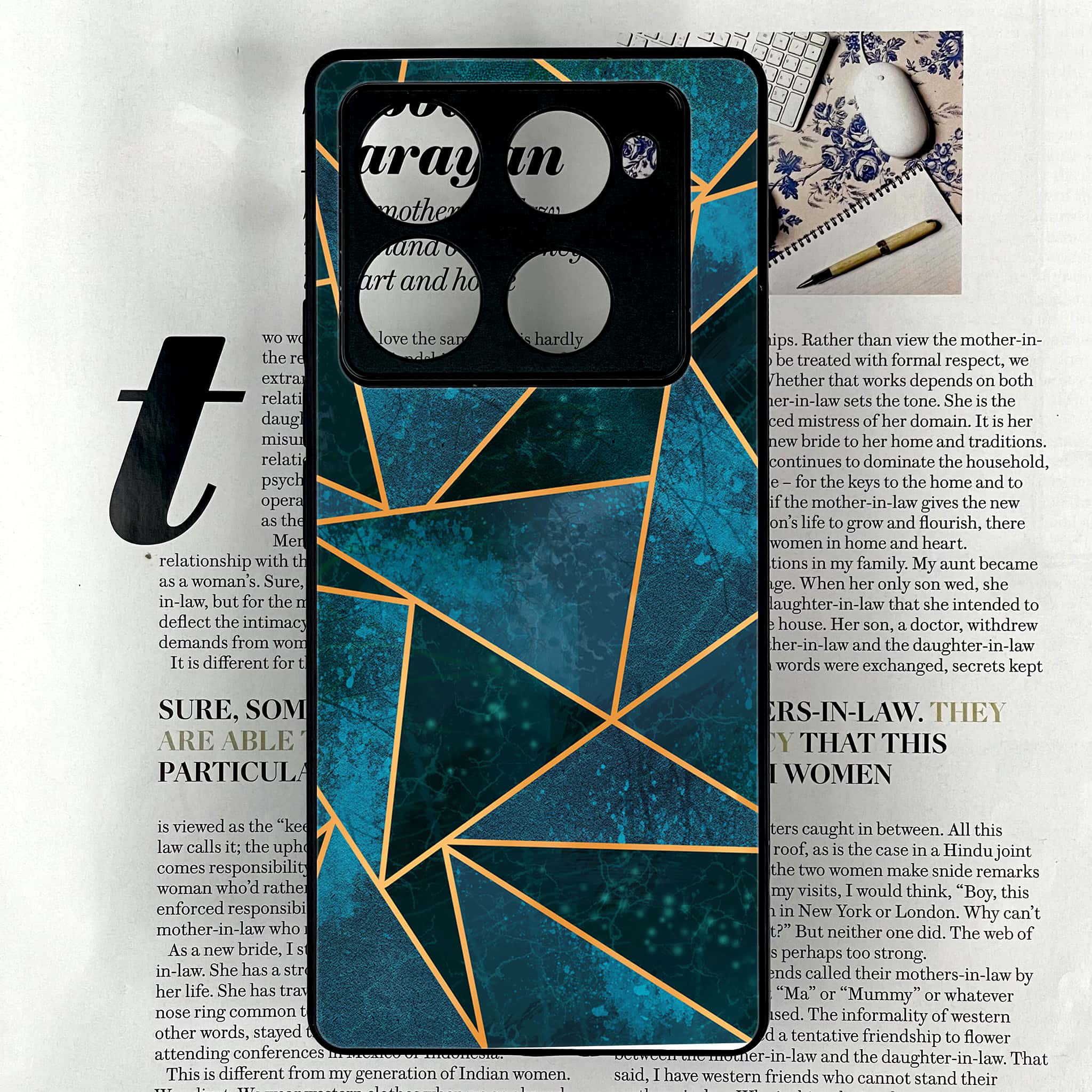 Infinix Note 40 Pro Plus - Geometric Marble Series - Premium Metal Printed soft Bumper shock Proof Case