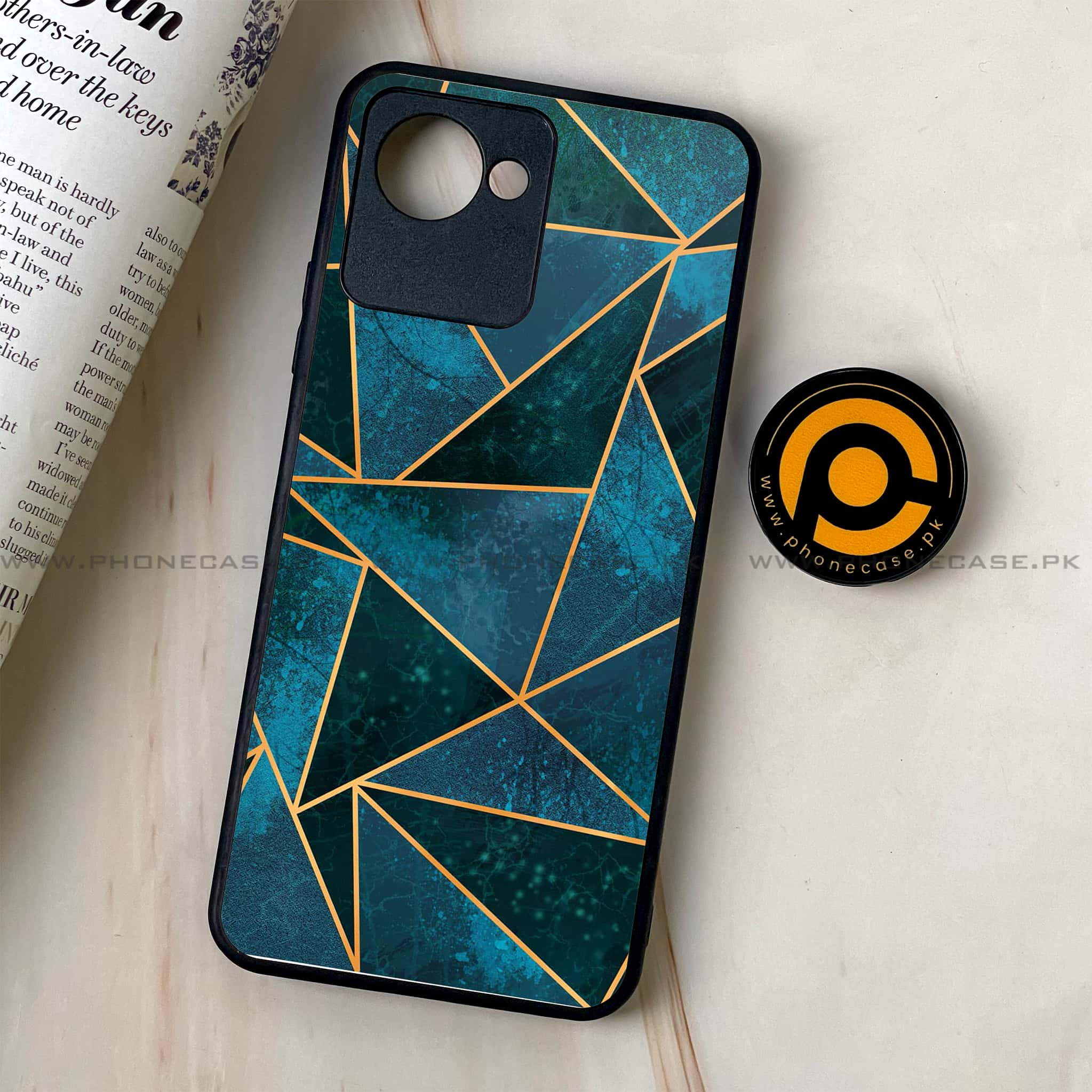 Realme C30 - Geometric Marble Series - Premium Printed Glass soft Bumper shock Proof Case