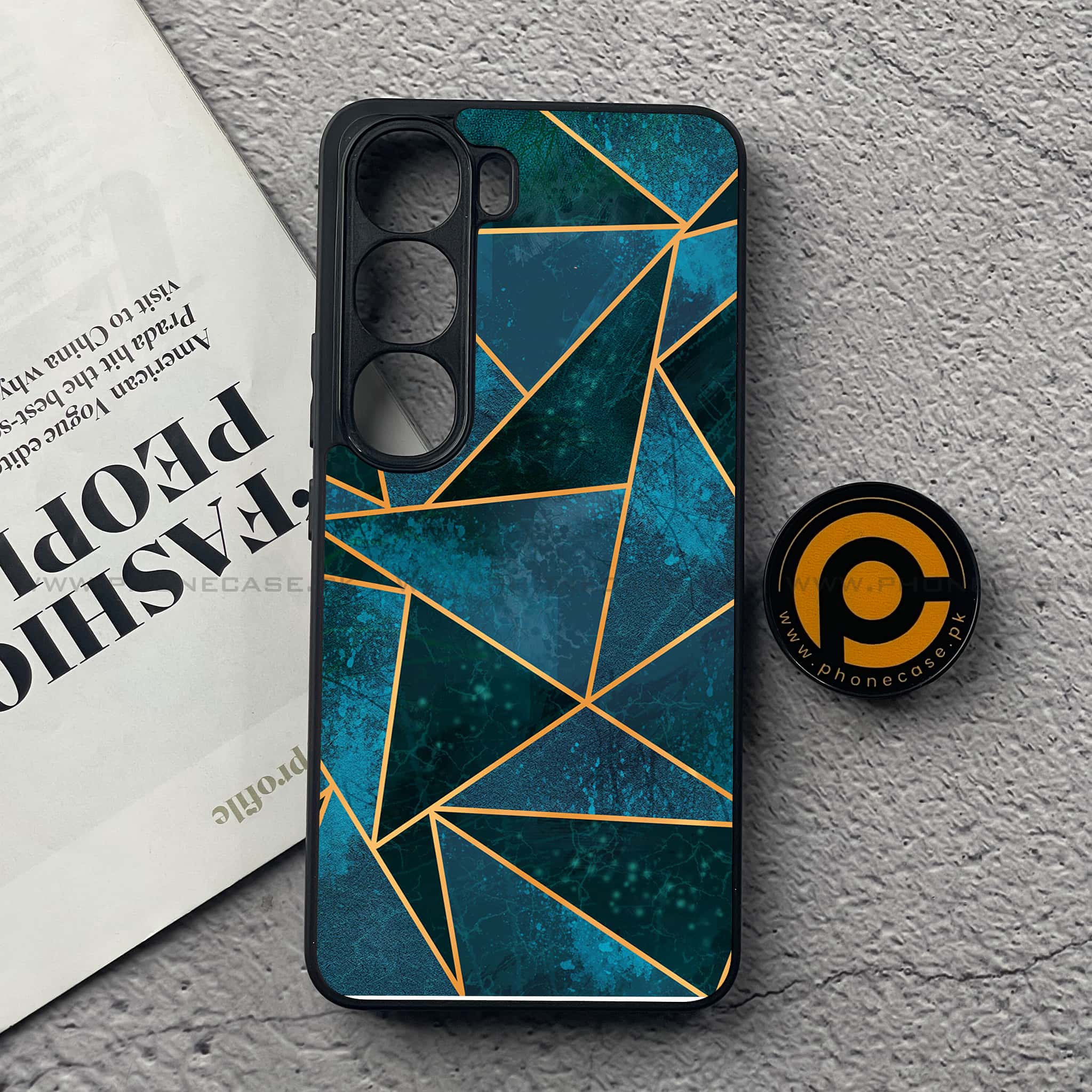 Vivo V40 Lite (IDN) - Geometric Marble Series - Premium Metal Printed soft Bumper Shock Proof Case