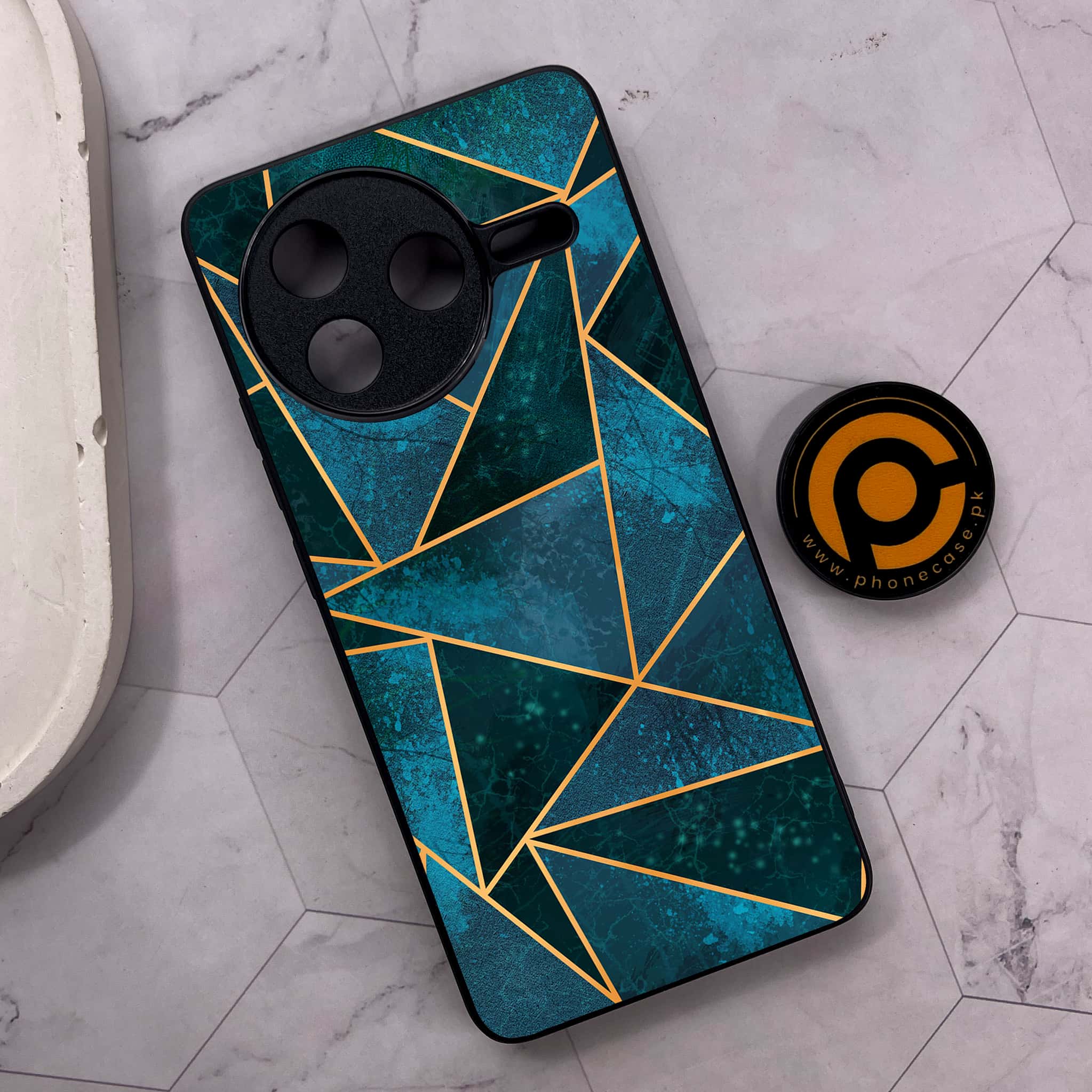 Xiaomi Poco F7 Pro 5G - Geometric Marble Series - Premium Metal Printed soft Bumper shock Proof Case