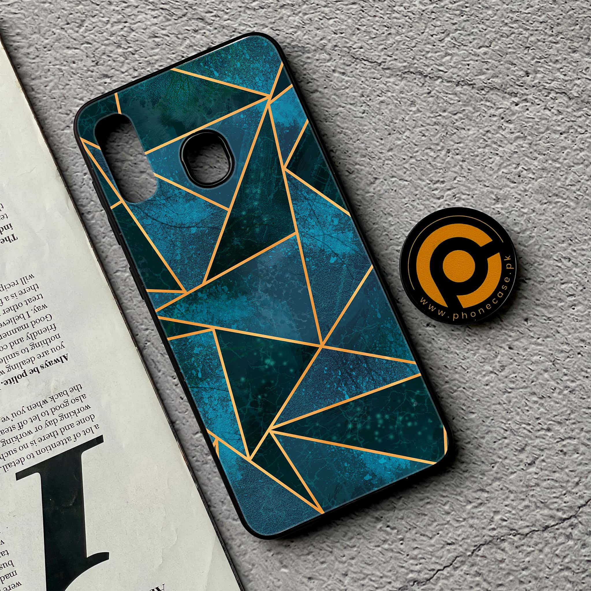 Galaxy A20/A30 - Geometric Marble Series - Premium Printed Glass soft Bumper shock Proof Case