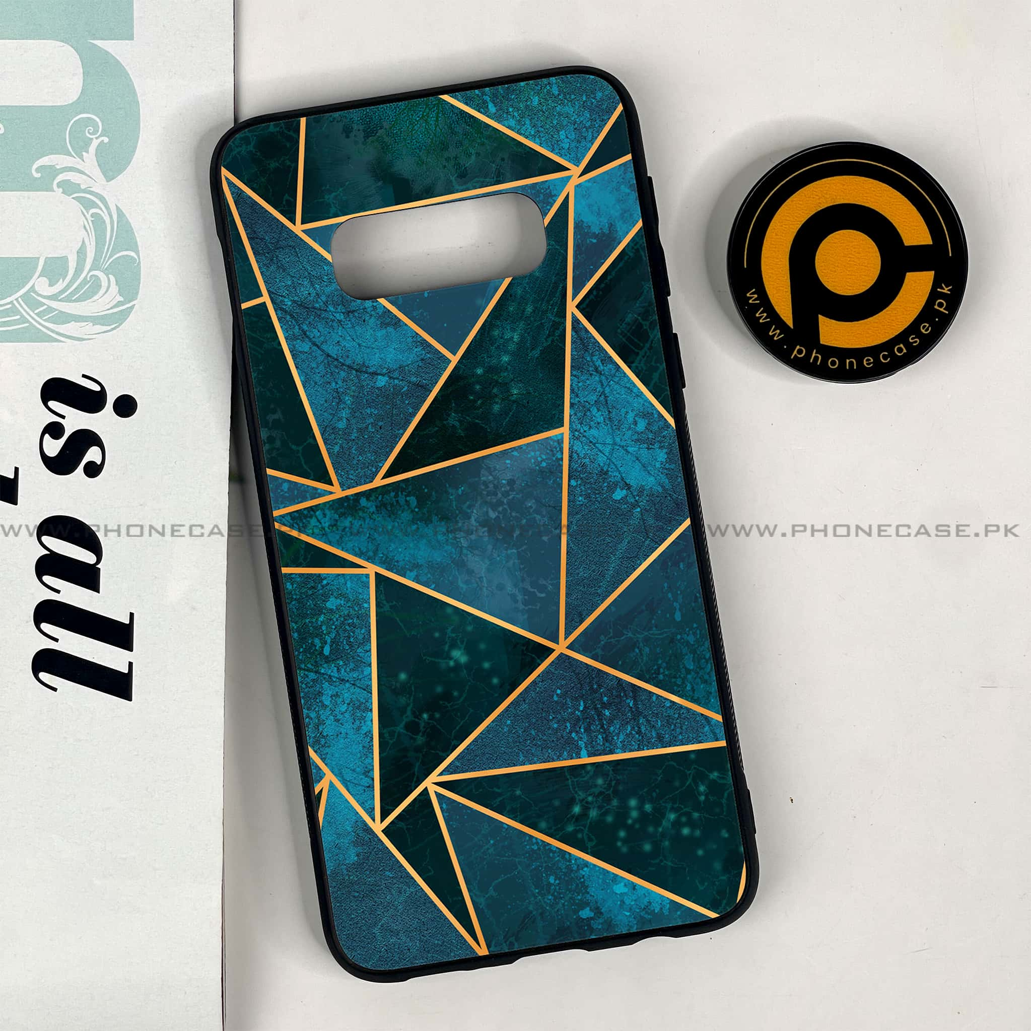 Galaxy S10e - Geometric Marble Series - Premium Printed Glass soft Bumper shock Proof Case