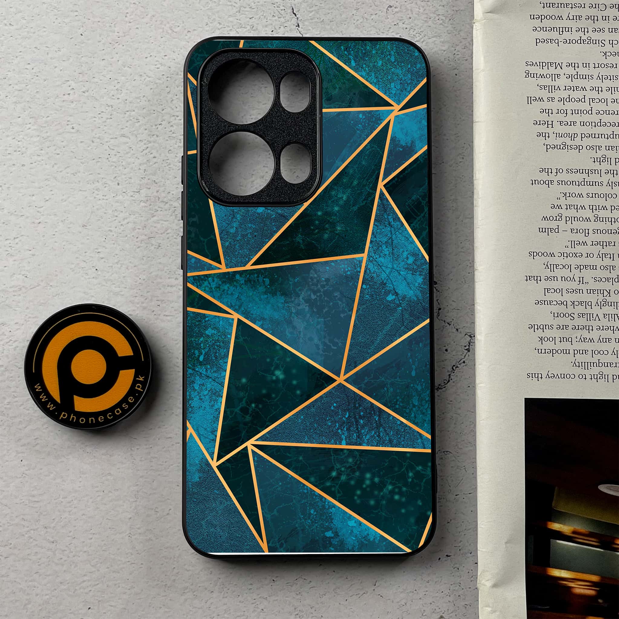 Oppo Reno 13 Pro - Geometric Marble Series - Premium Metal Printed Soft Bumper Shockproof Case