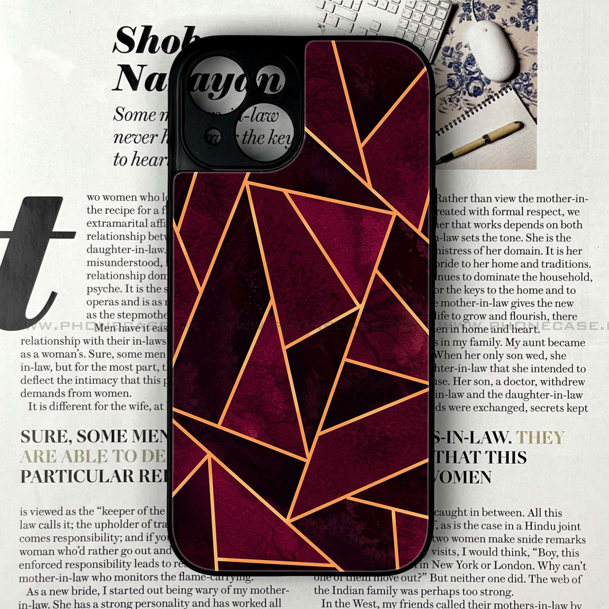 iPhone 14 - Geometric Marble Series - Premium Printed Glass soft Bumper shock Proof Case