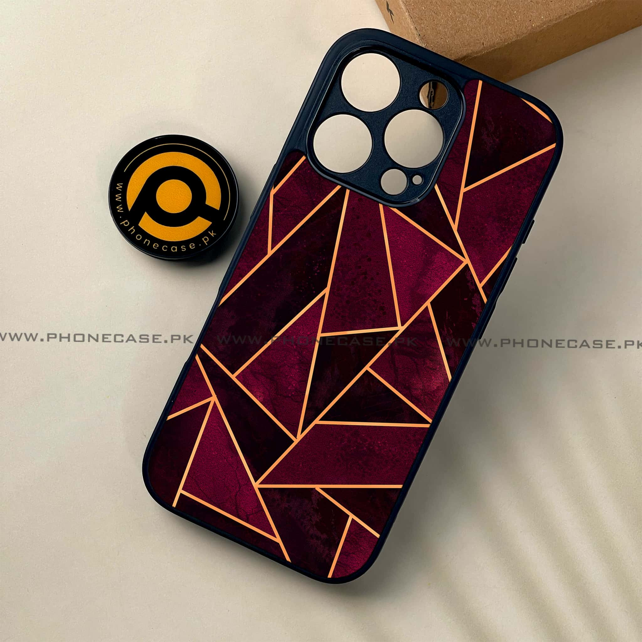 iPhone 16 Pro - Geometric Marble Series - Premium Printed Glass soft Bumper shock Proof Case