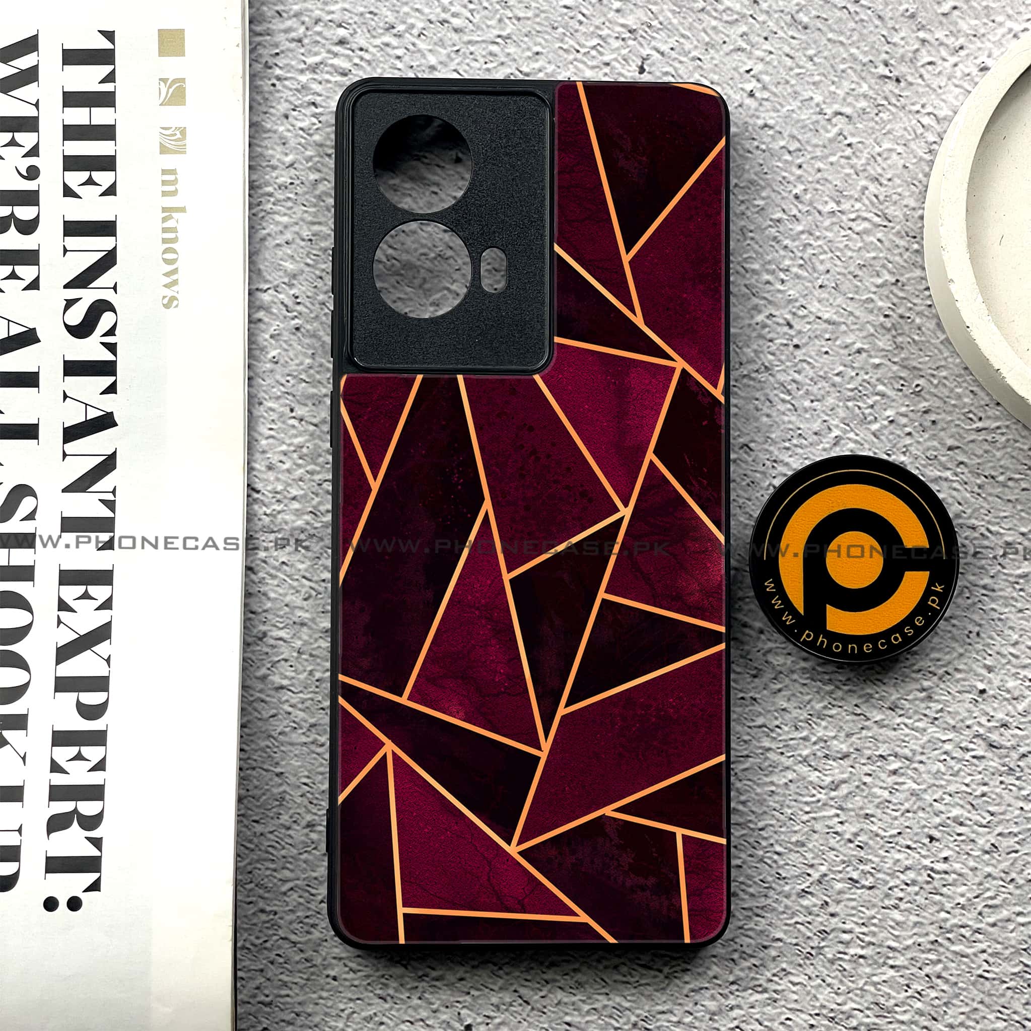 Moto G85 - Geometric Marble Series - Premium Printed Glass soft Bumper shock Proof Case