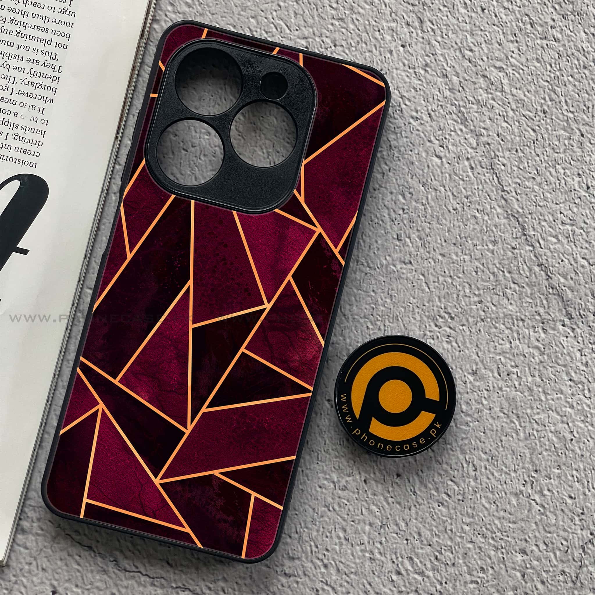 Tecno Spark 20C - Geometric Marble Series - Premium Printed Glass soft Bumper shock Proof Case