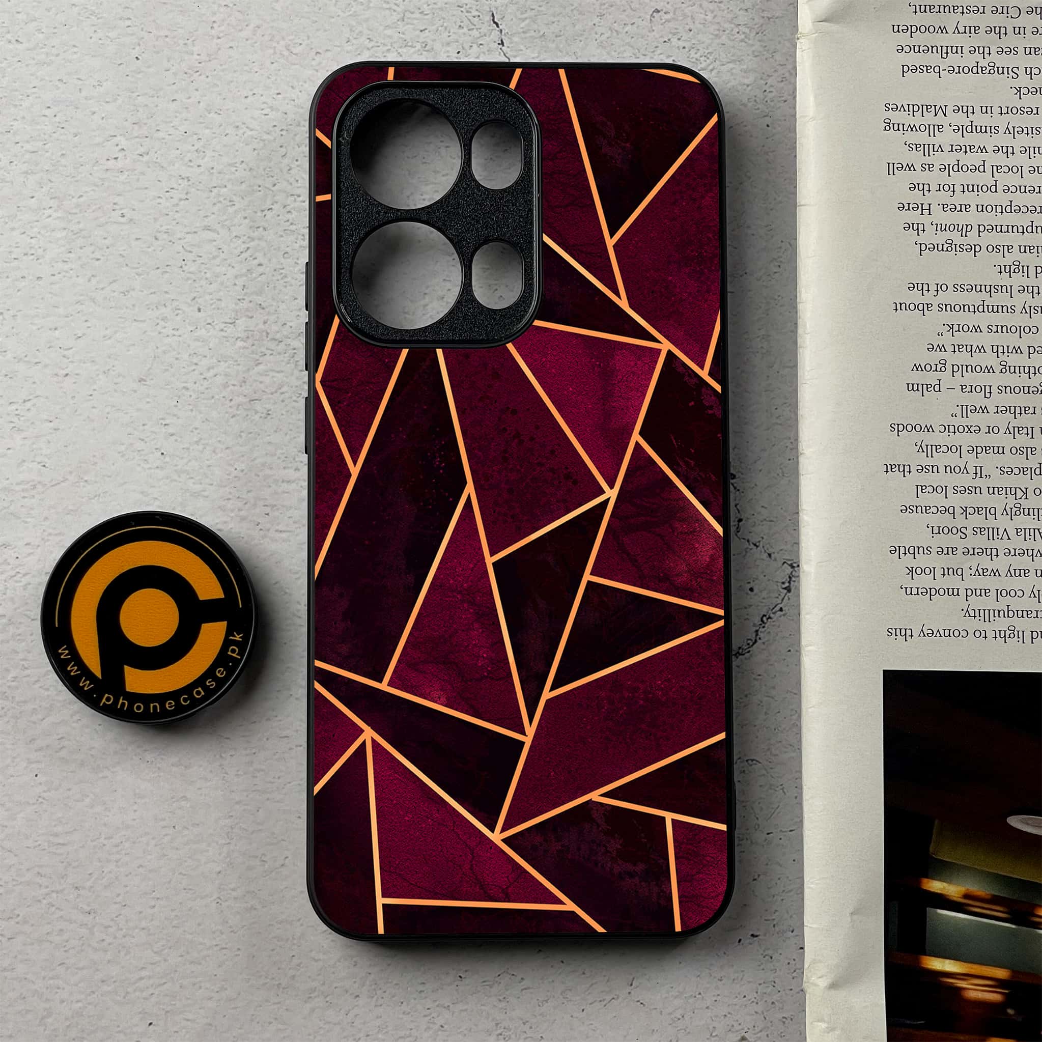 Oppo Reno 13 Pro - Geometric Marble Series - Premium Metal Printed Soft Bumper Shockproof Case