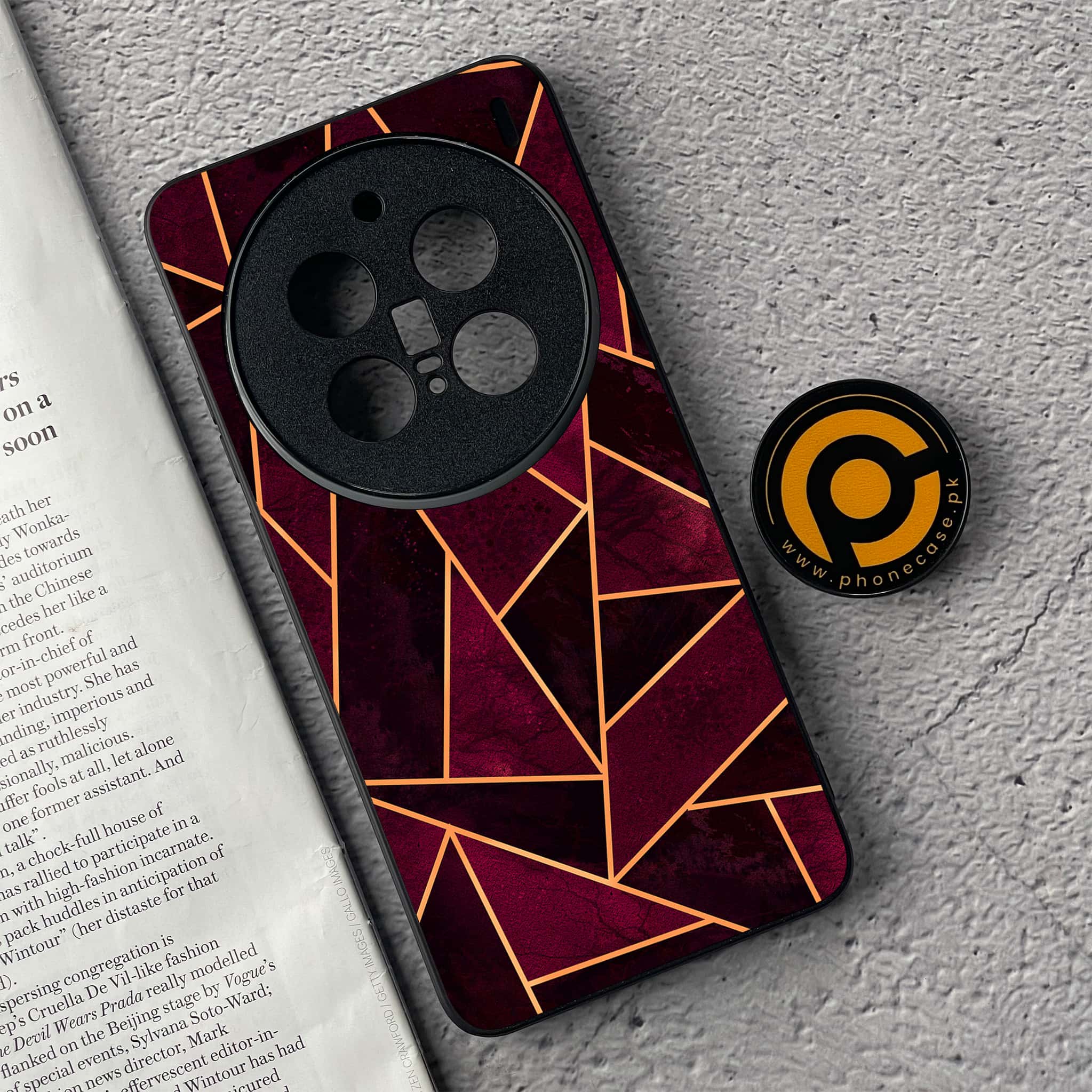 Vivo X200 Pro - Geometric Marble Series - Premium Metal  Printed soft Bumper shock Proof Case