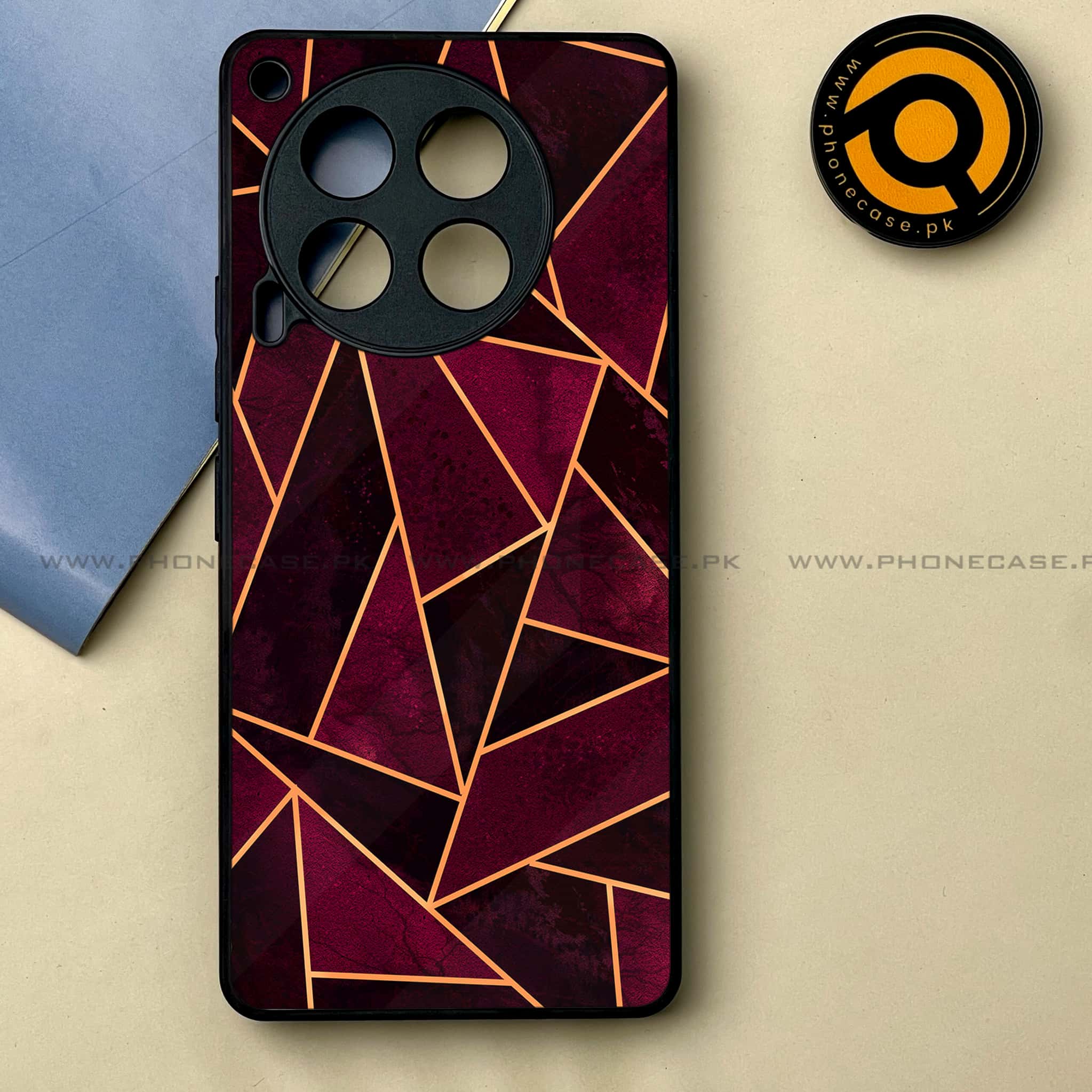 Tecno Camon 30 - Geometric Marble Series -  Premium Printed Metal soft Bumper shock Proof Case