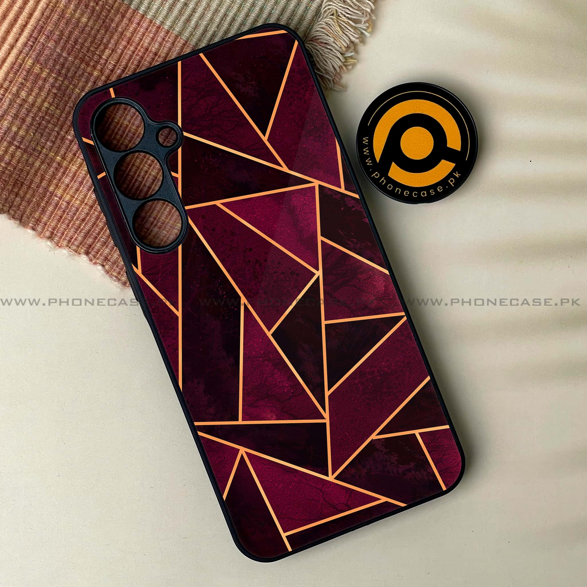 Galaxy A35 5G - Geometric Marble Series - Premium Printed Glass soft Bumper shock Proof Case