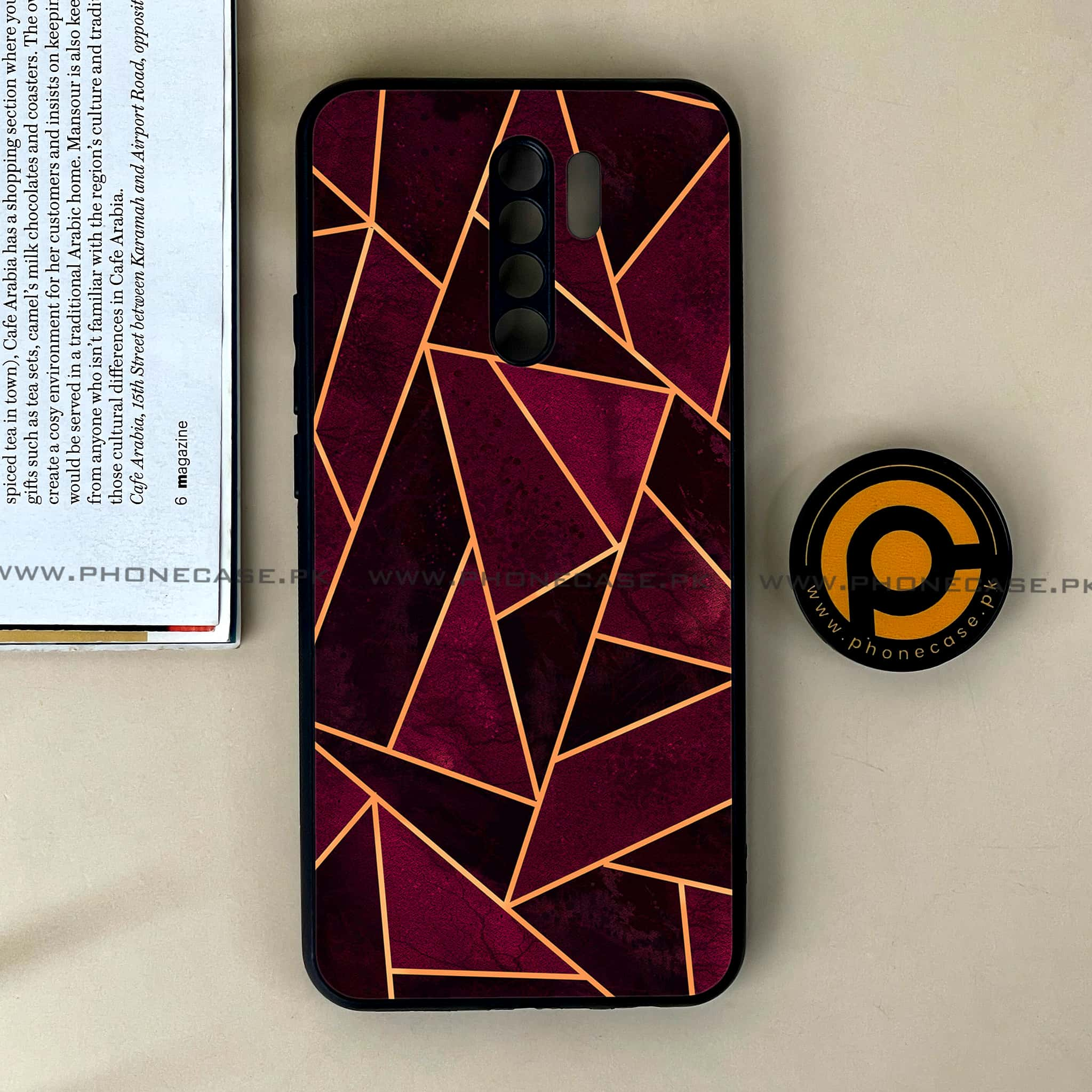 Xiaomi Redmi 9 - Geometric Marble Series - Premium Printed Glass soft Bumper shock Proof Case