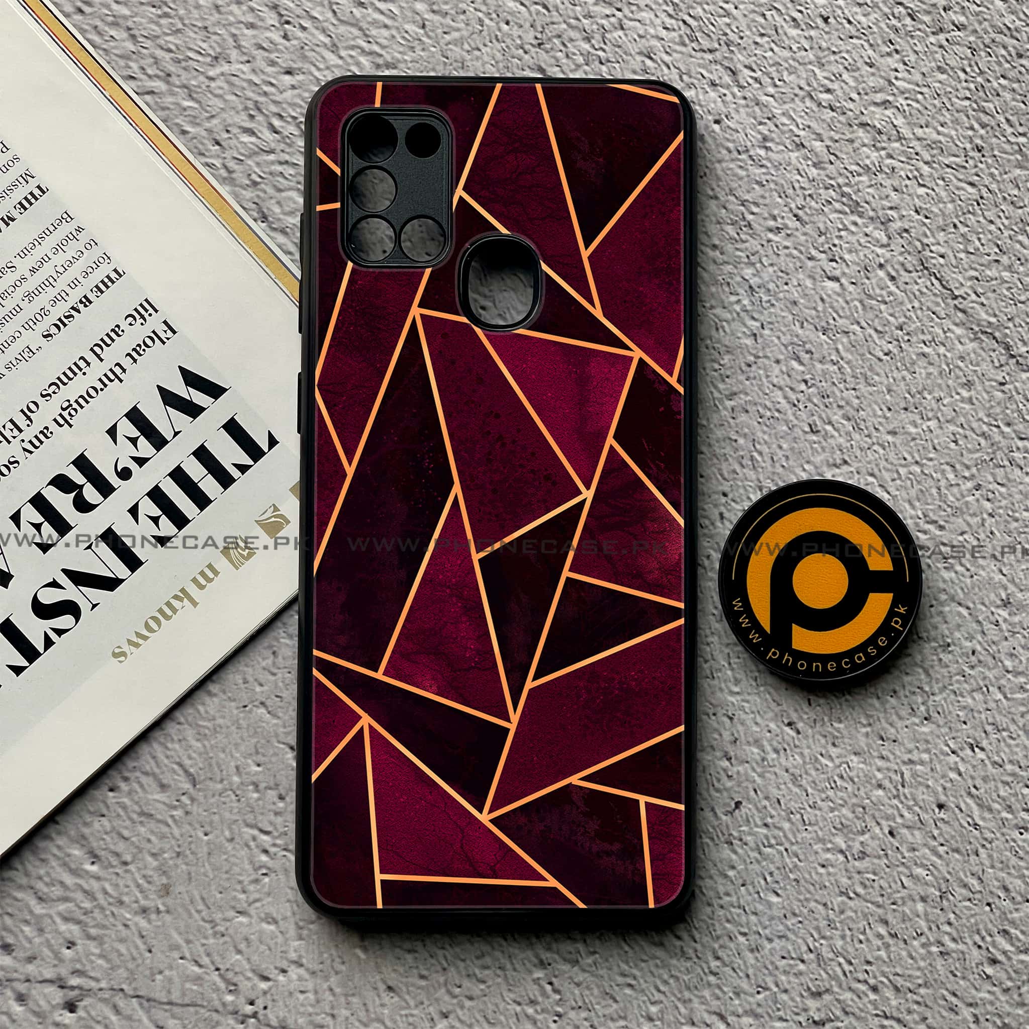 Samsung Galaxy A21s - Geometric Marble Series - Premium Printed Glass soft Bumper shock Proof Case