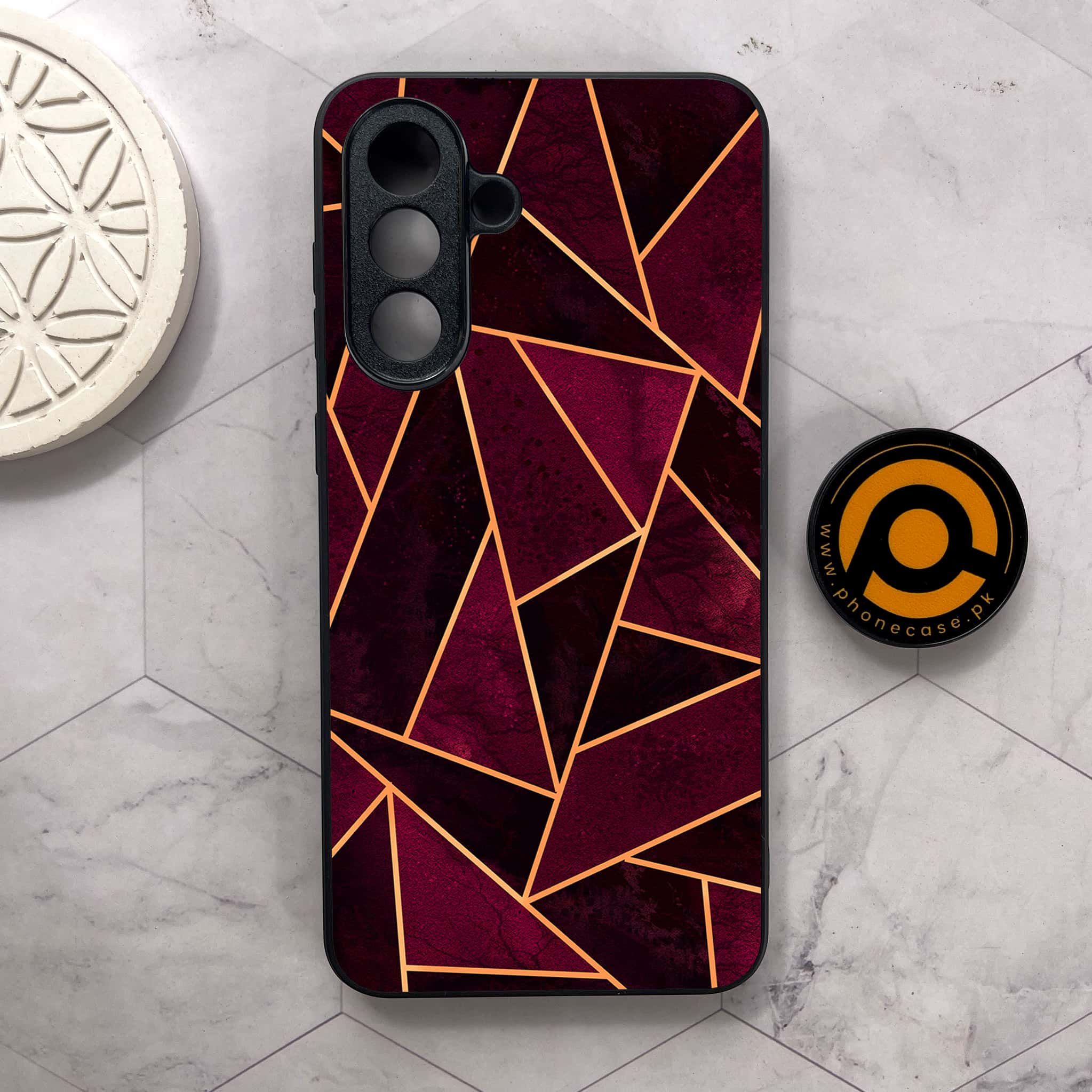 Samsung Galaxy A26 5G -   Geometric Marble Series - Premium Metal Printed soft Bumper shock Proof Case
