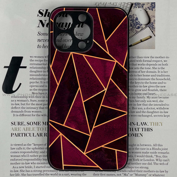 iPhone 15 Pro - Geometric Marble Design 7- Premium Printed Glass soft Bumper shock Proof Case CS-17925