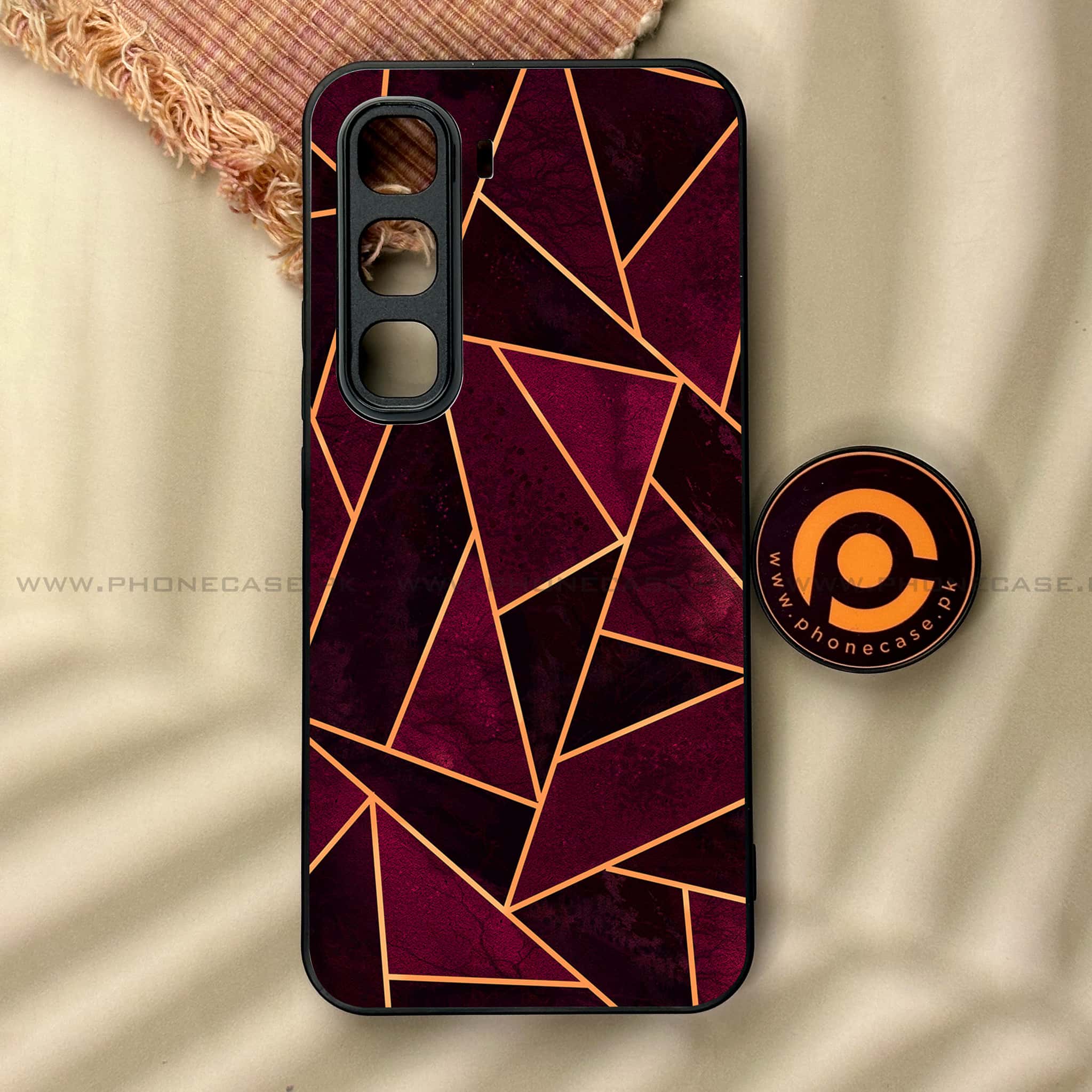 Infinix Hot 60 Pro - Geometric Marble Series - Premium Metal Printed soft Bumper shock Proof Case