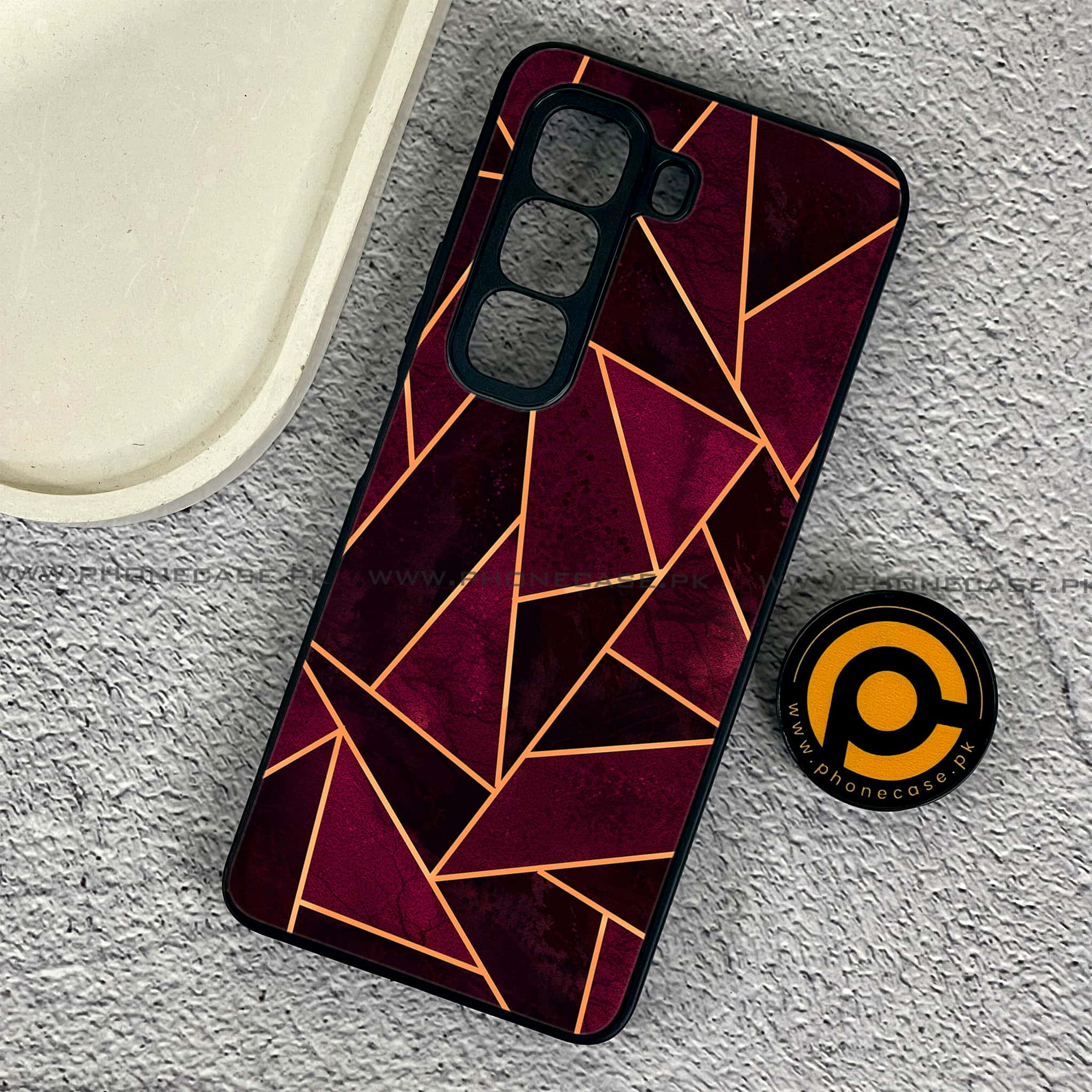 Infinix Hot 50 Pro - Geometric Marble Series - Premium Printed Glass soft Bumper shock Proof Case