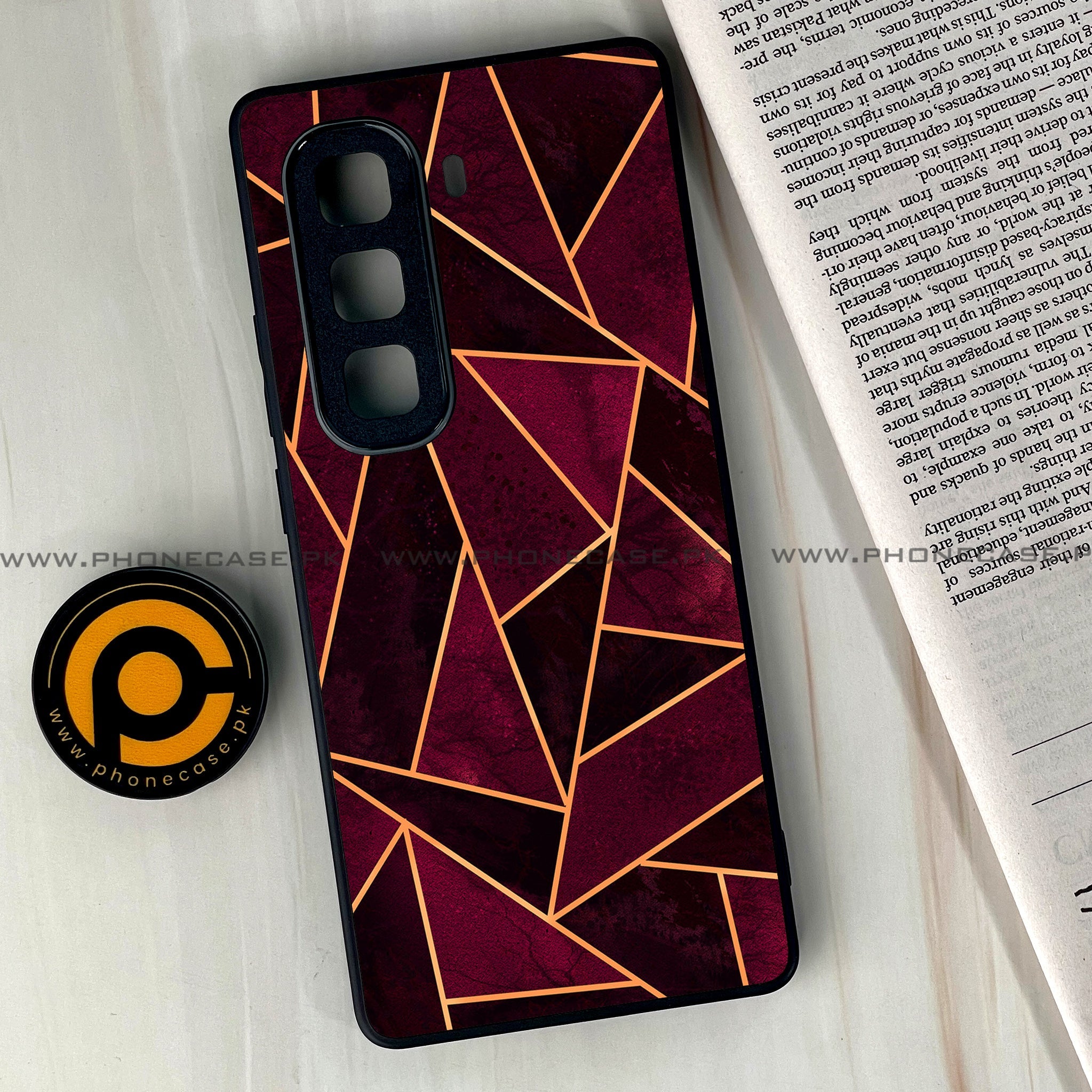 Infinix Hot 60 Pro Plus - Geometric Marble Series - Premium Metal Printed soft Bumper shock Proof Case