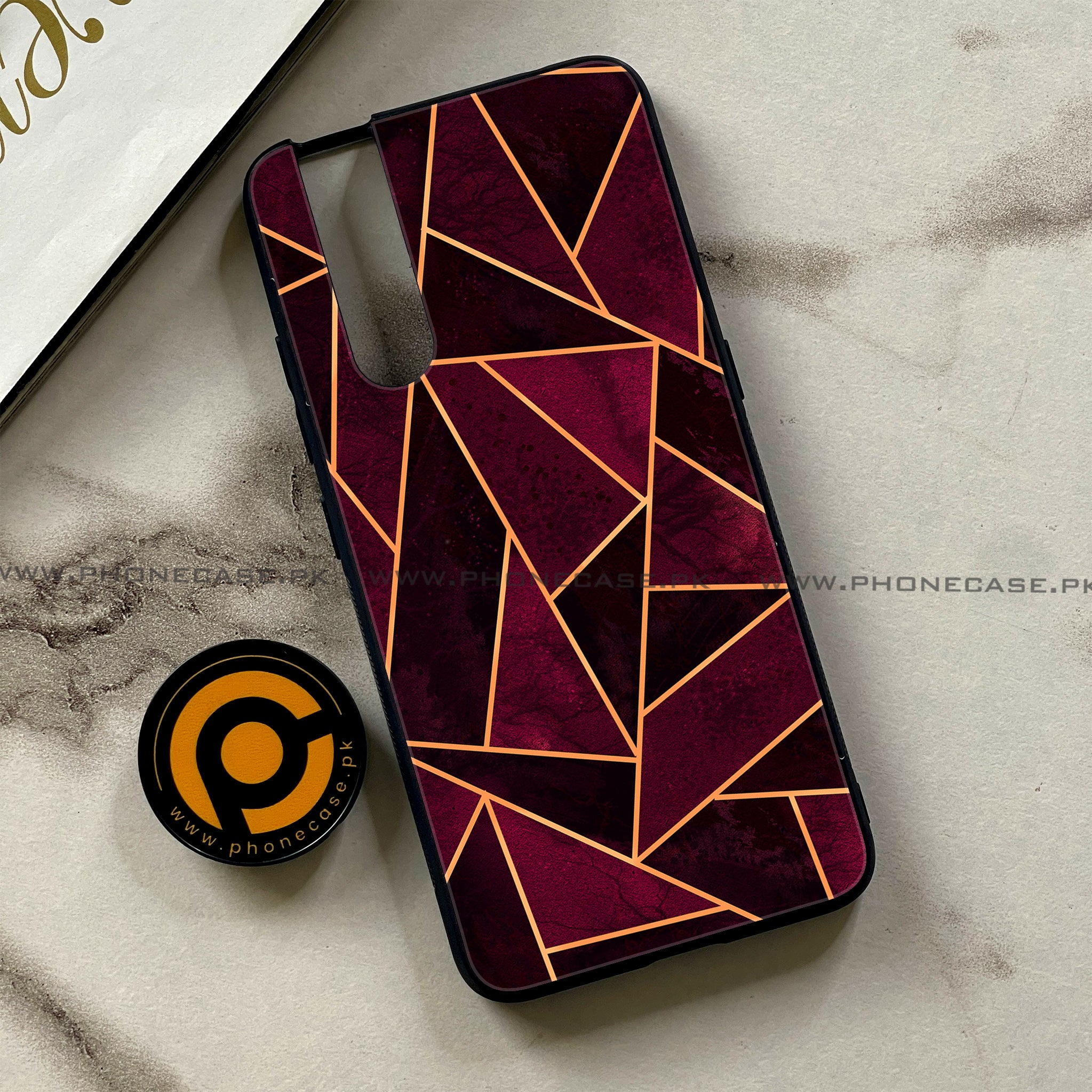 Vivo V15 Pro - Geometric Marble Series - Premium Printed Glass soft Bumper shock Proof Case