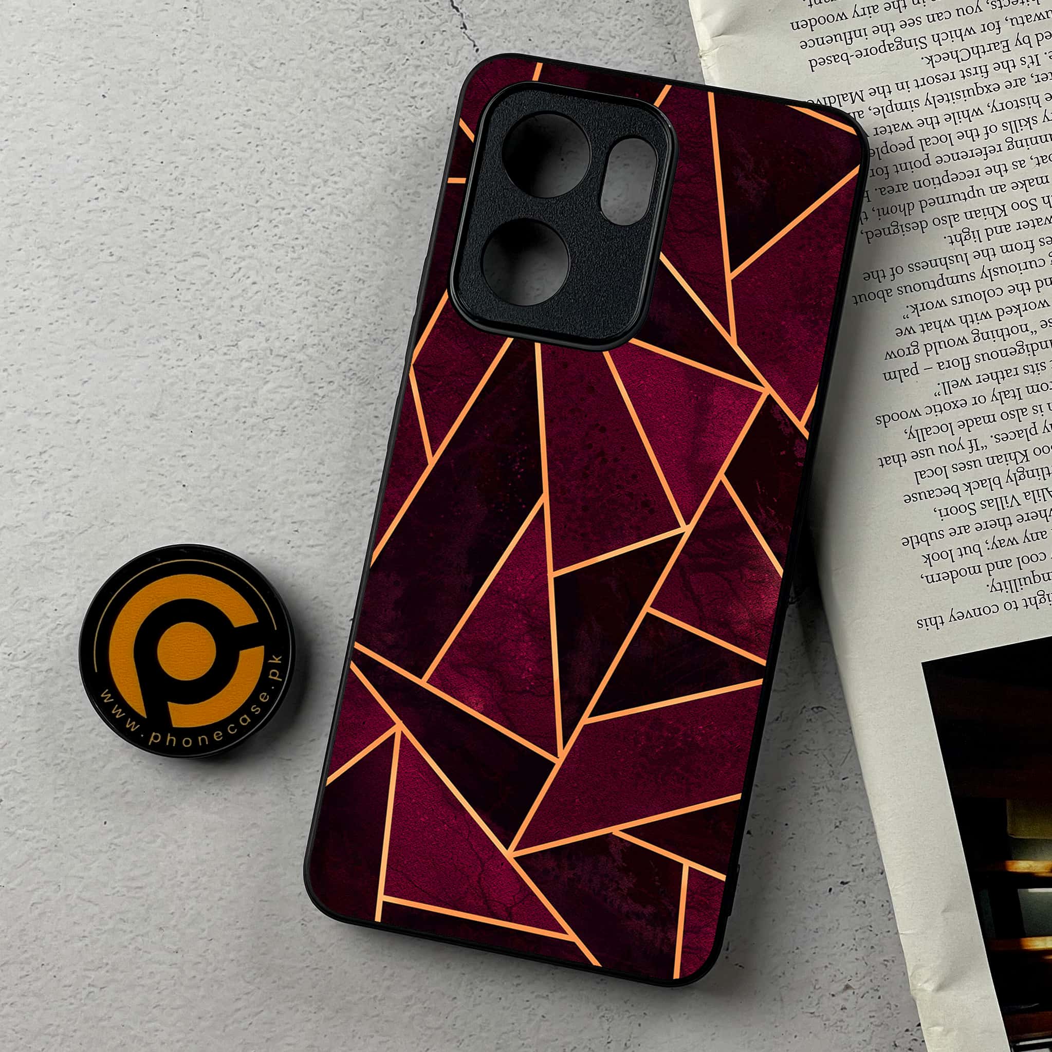 Oppo Reno 13F - Geometric Marble Series - Premium Metal Printed Soft Bumper Shockproof Case