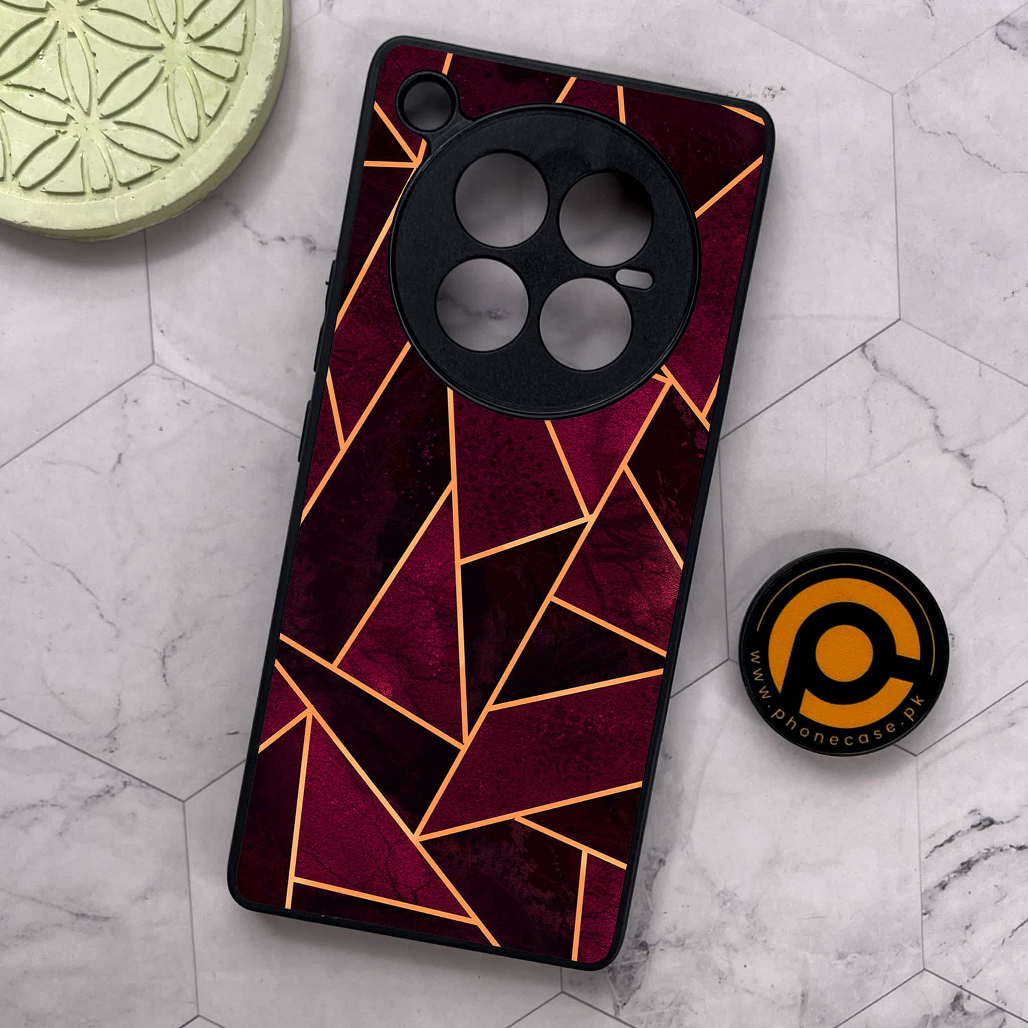 Infinix Zero 40 5G - Geometric Marble Series - Premium Metal Printed soft Bumper shock Proof Case