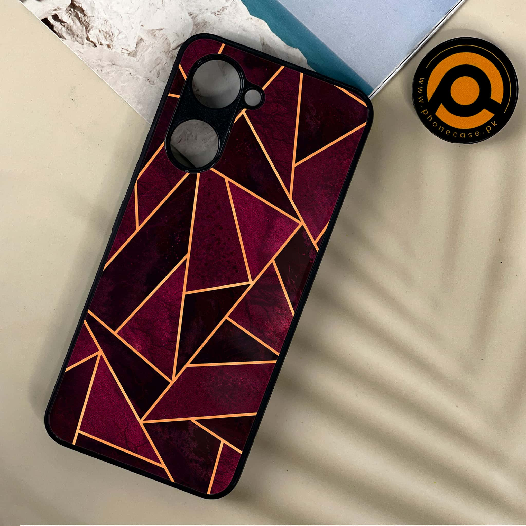 Vivo Y03 - Geometric Marble Series - Premium Printed Metal soft Bumper shock Proof Case