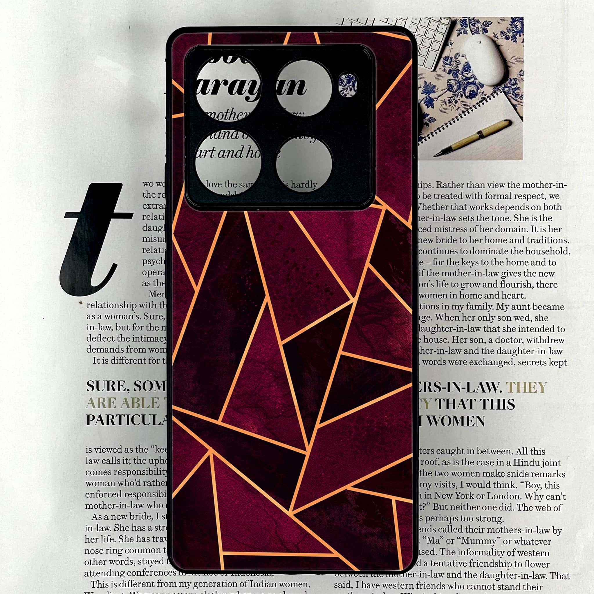 Infinix Note 40 Pro Plus - Geometric Marble Series - Premium Metal Printed soft Bumper shock Proof Case