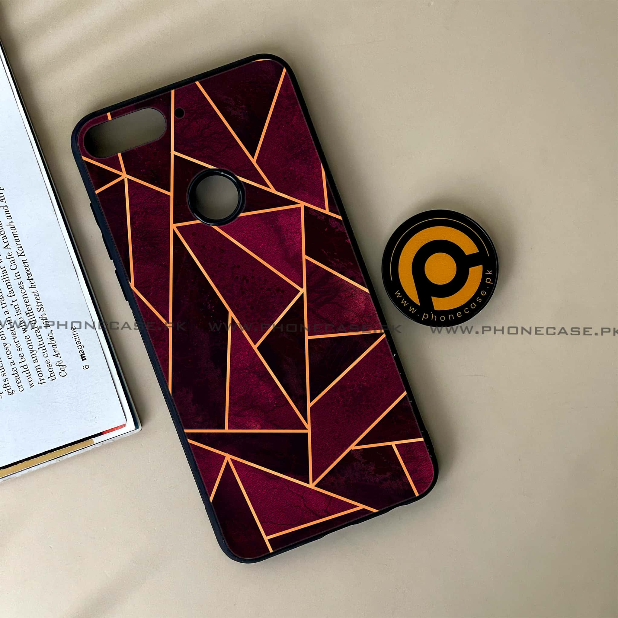 Huawei Y7 Prime (2018) - Geometric Marble Series - Premium Printed Glass soft Bumper shock Proof Case