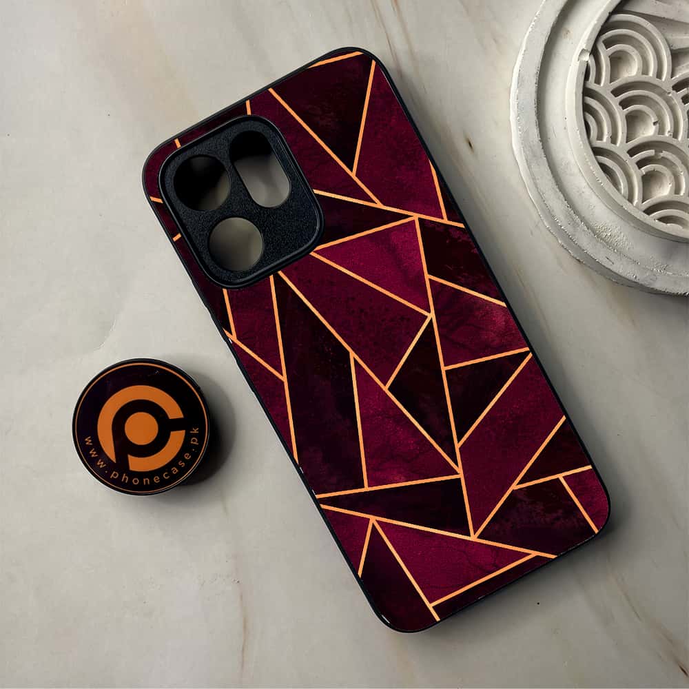 Oppo Reno 14F - Geometric Marble Series - Premium Metal Printed Soft Bumper Shockproof Case