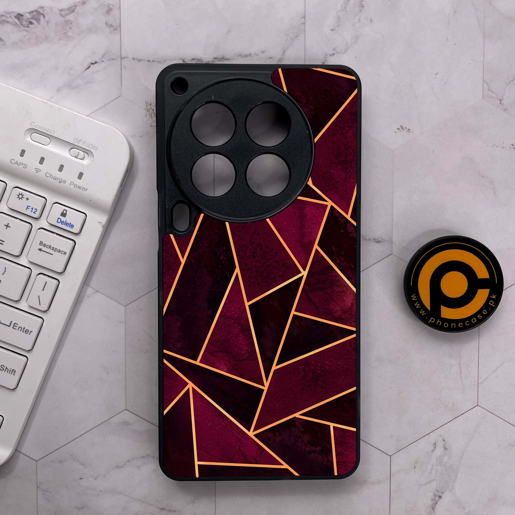 Tecno Camon 30 Premier - Geometric Marble Series - Premium Metal Printed soft Bumper shock Proof Case