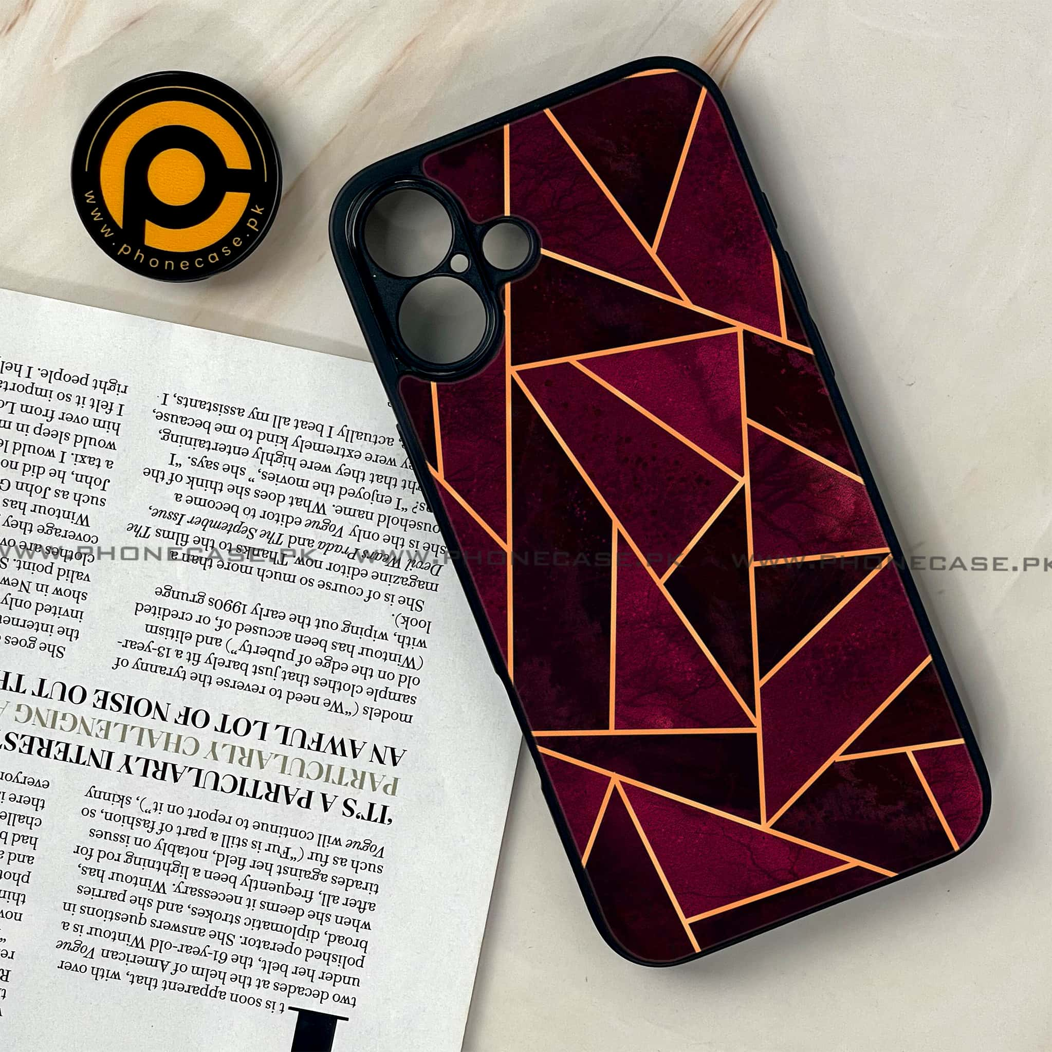 iPhone 16 - Geometric Marble Series - Premium Printed Glass soft Bumper shock Proof Case