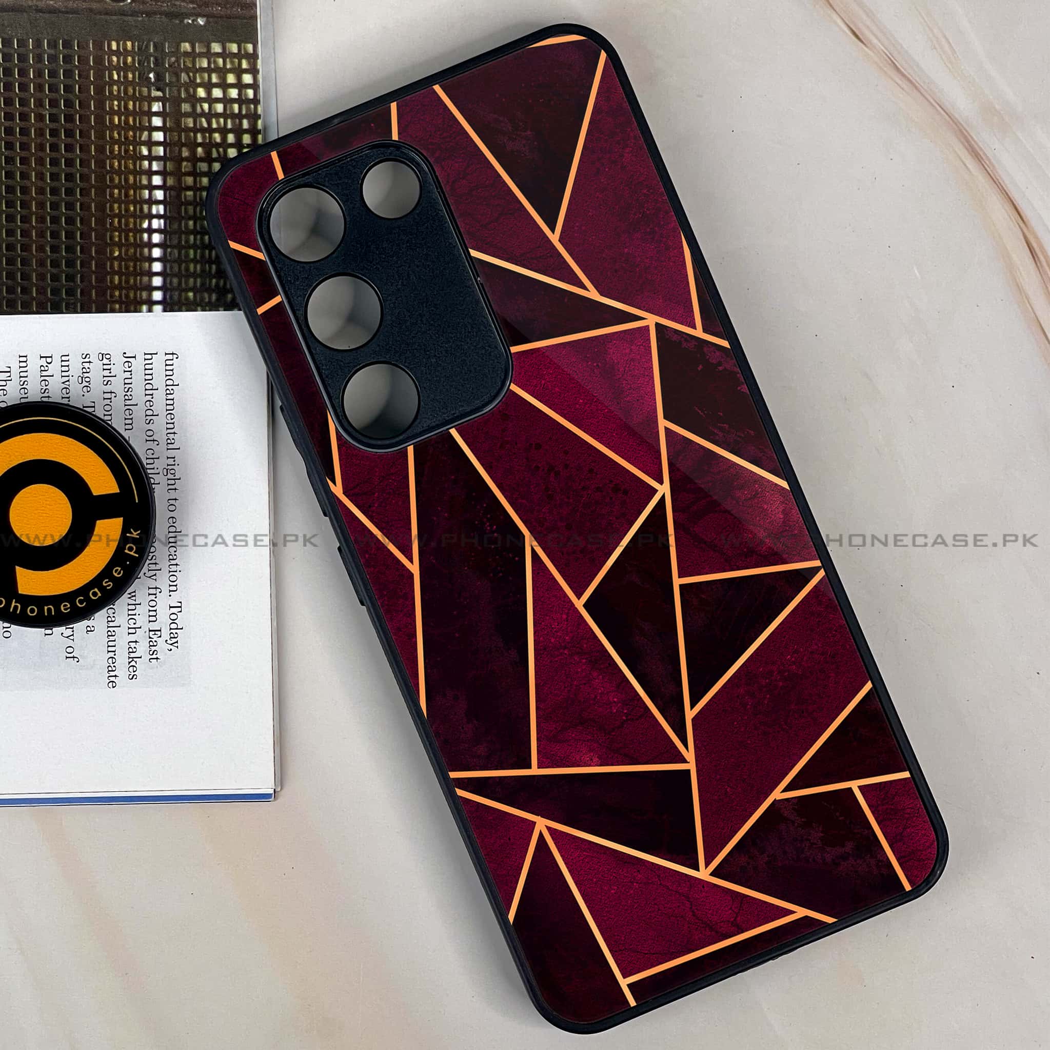 Vivo Y200e - Geometric Marble Series - Premium Metal Printed soft Bumper shock Proof Case