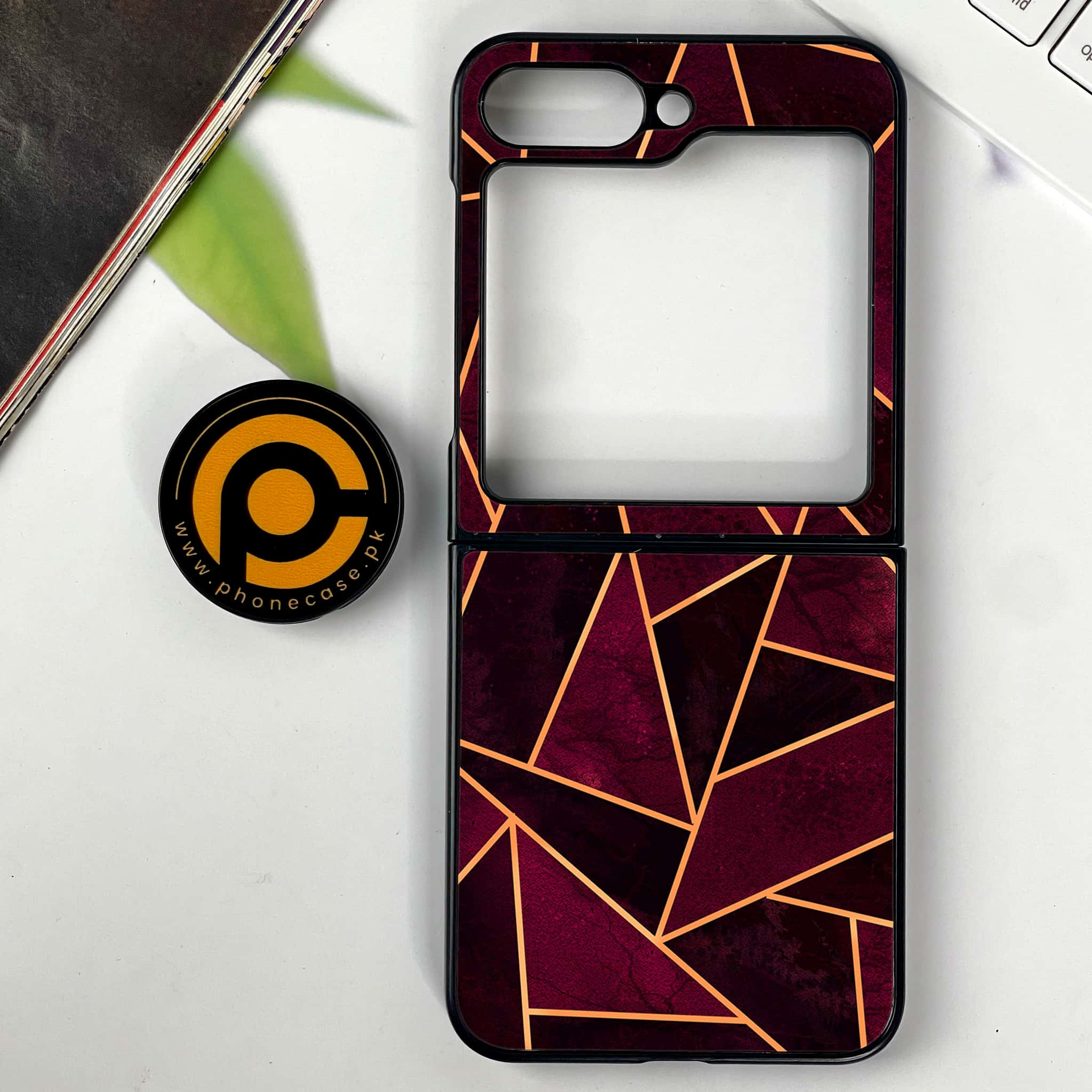 Galaxy Z Flip 6 - Geometric Marble Series - Premium Printed Glass soft Bumper shock Proof Case