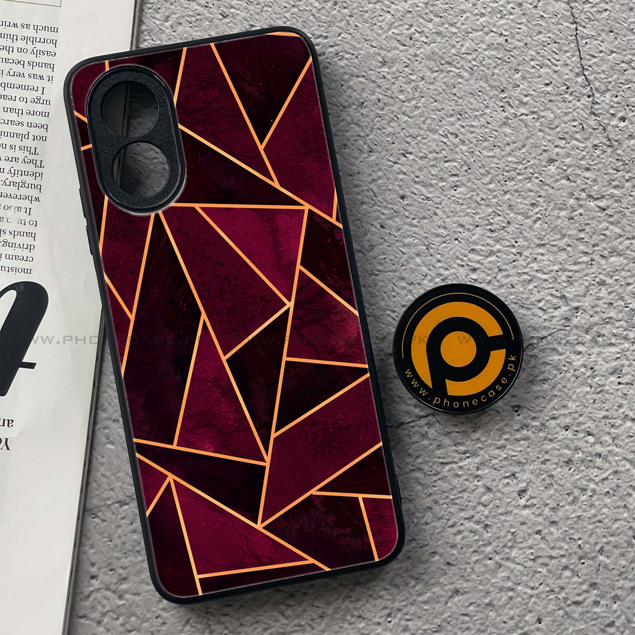 Oppo A18 4G - Geometric Marble Series  - Premium Printed Glass soft Bumper shock Proof Case