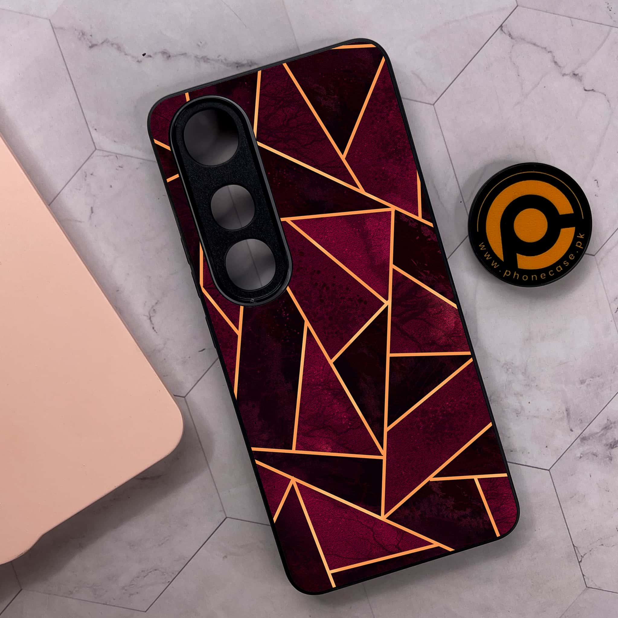 Vivo V50 Lite - Geometric Marble Series - Premium Metal Printed soft Bumper shock Proof Case