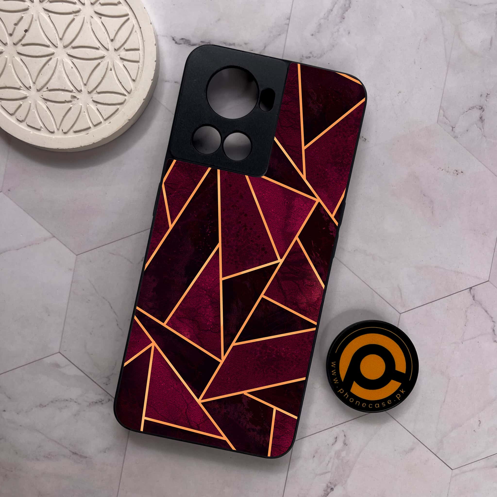 OnePlus 10R - Geometric Marble Series - Premium Metal Printed soft Bumper shock Proof Case