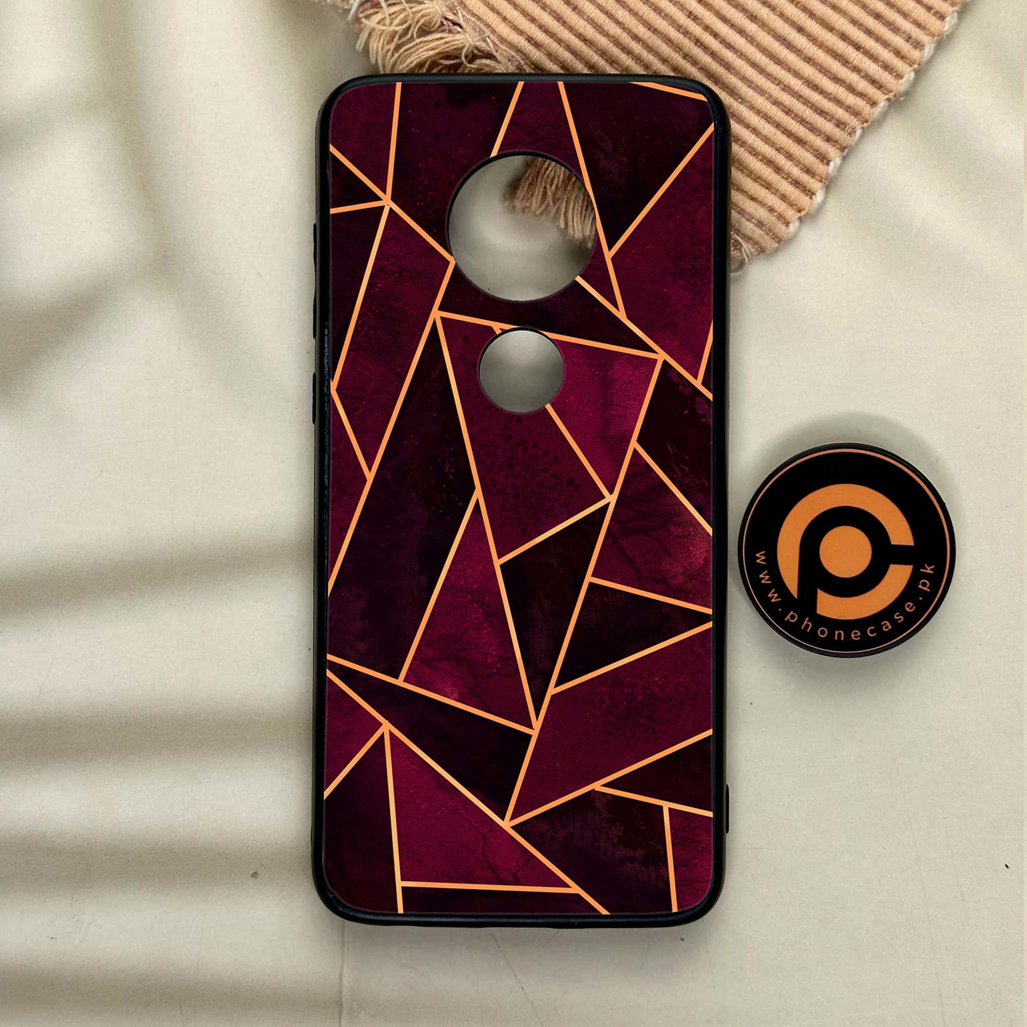 Moto G7 - Geometric Marble Series - Premium Printed Glass soft Bumper shock Proof Case
