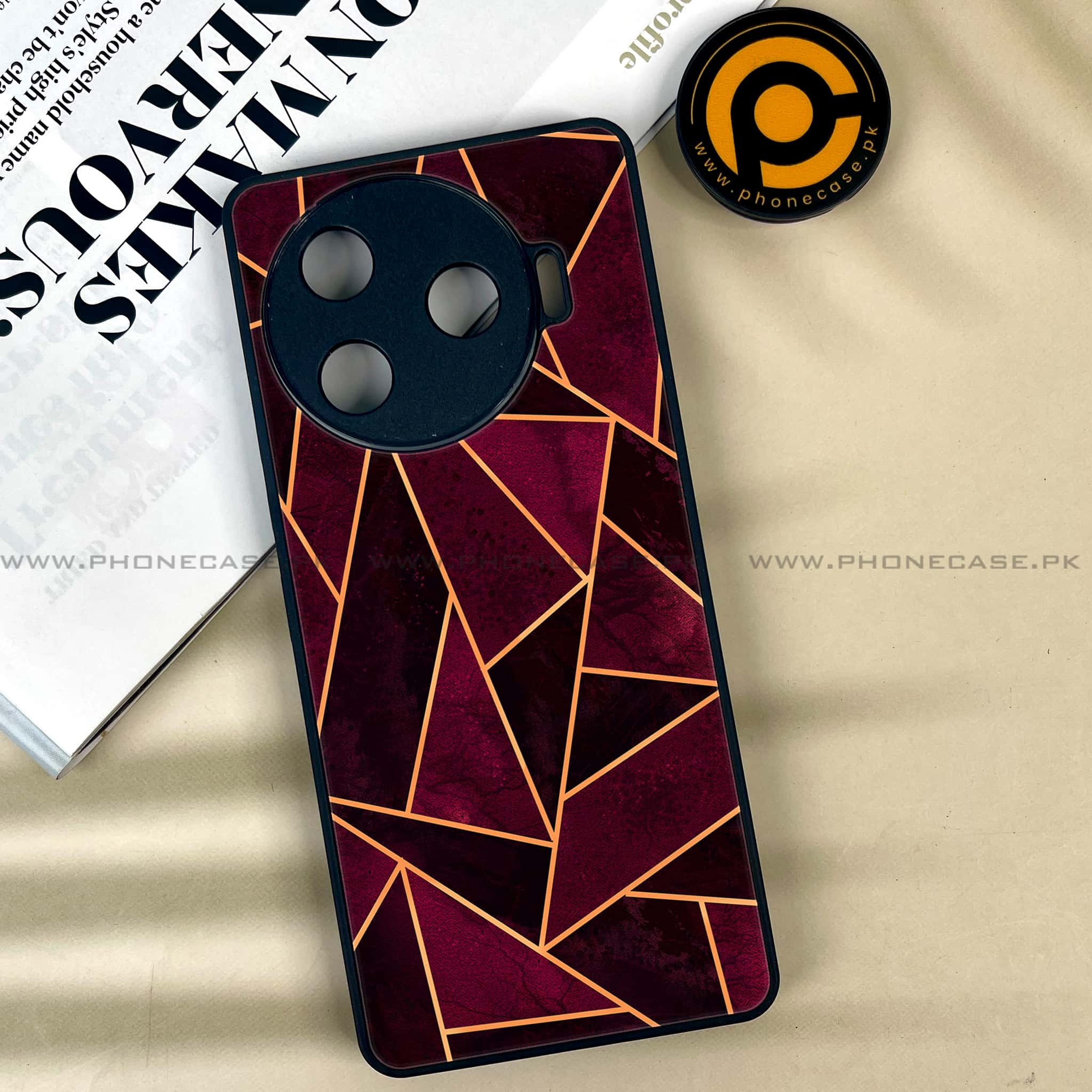 Tecno Camon 30 Pro - Geometric Marble Series - Premium Printed Glass soft Bumper shock Proof Case