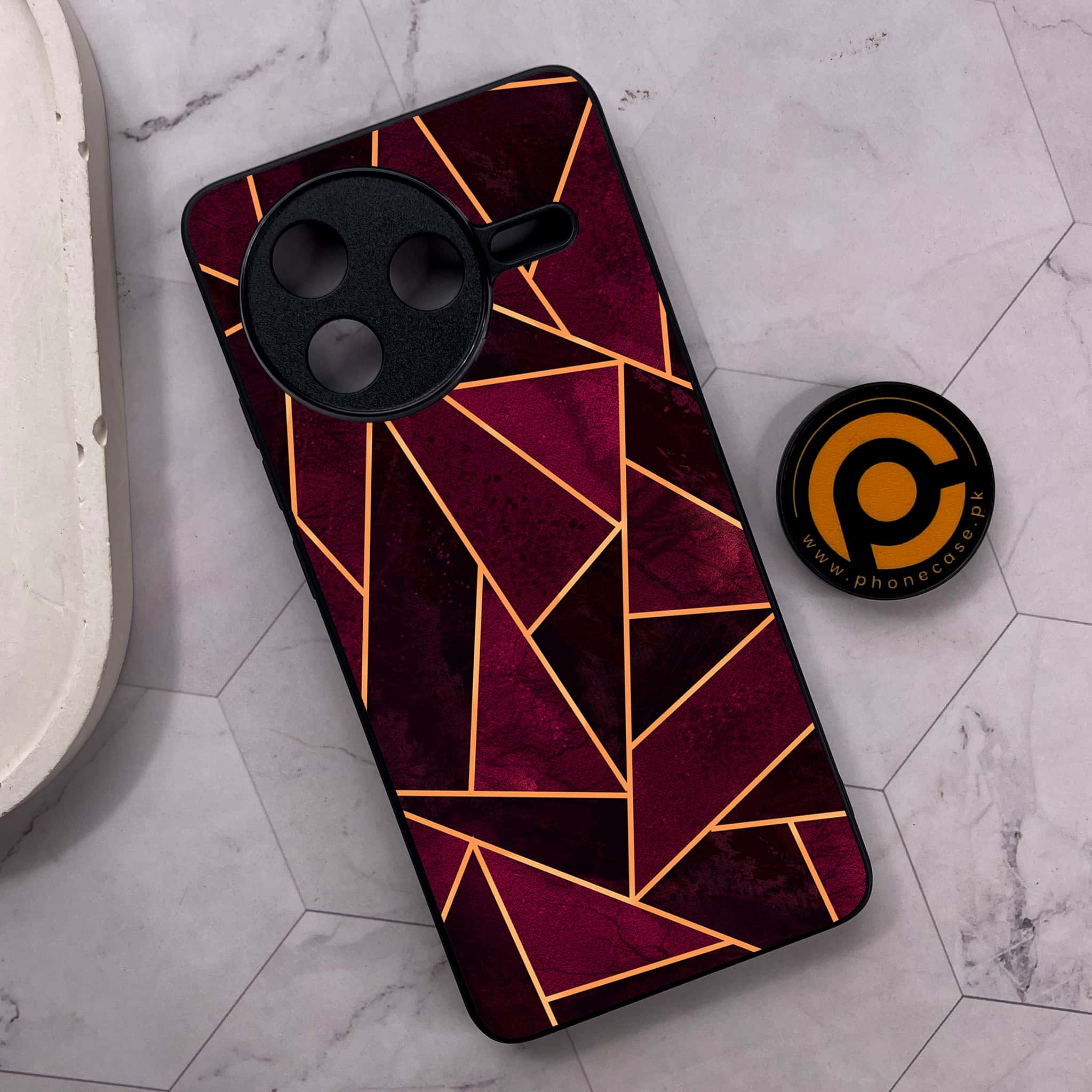 Xiaomi Poco F7 Pro 5G - Geometric Marble Series - Premium Metal Printed soft Bumper shock Proof Case