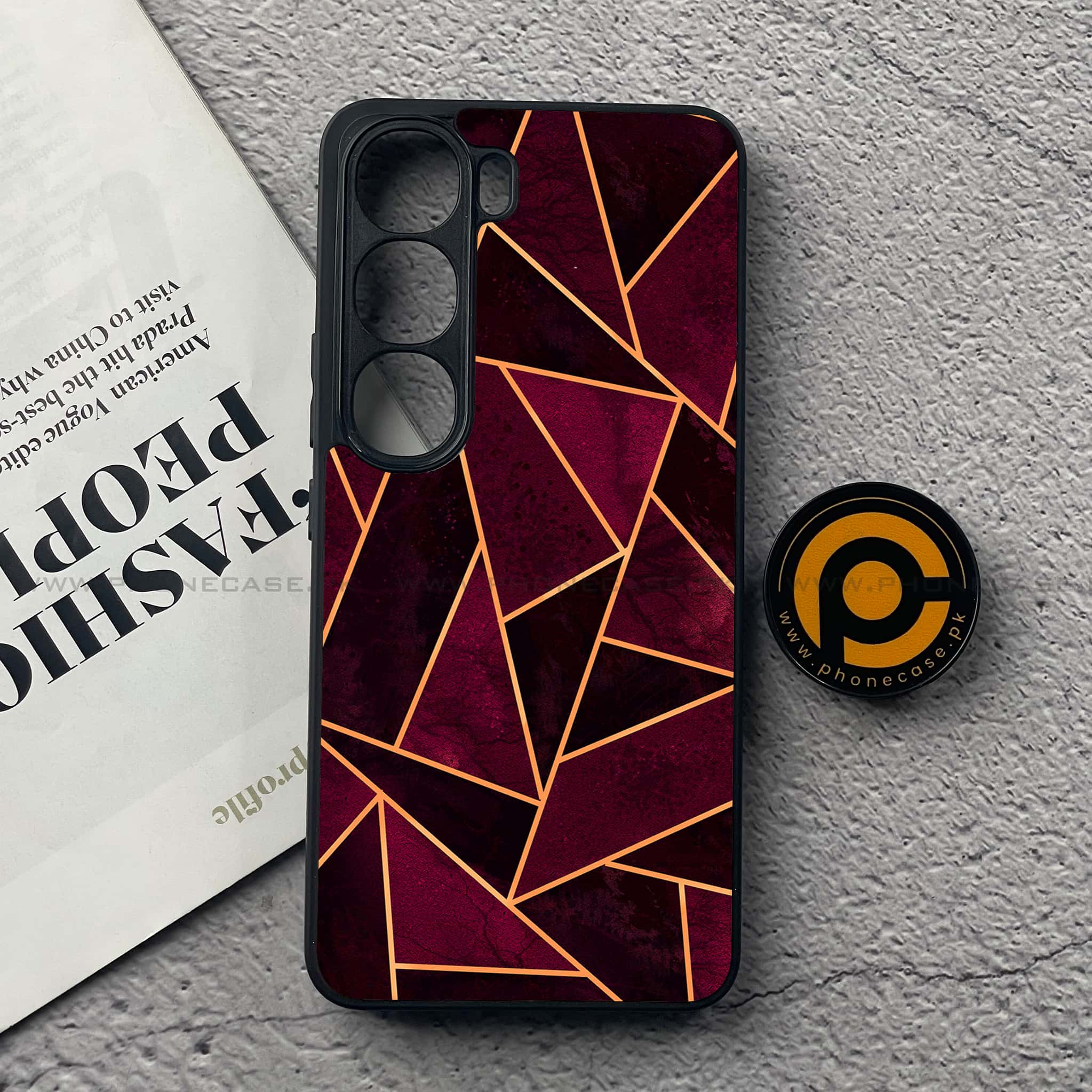 Vivo V40 Lite (IDN) - Geometric Marble Series - Premium Metal Printed soft Bumper Shock Proof Case