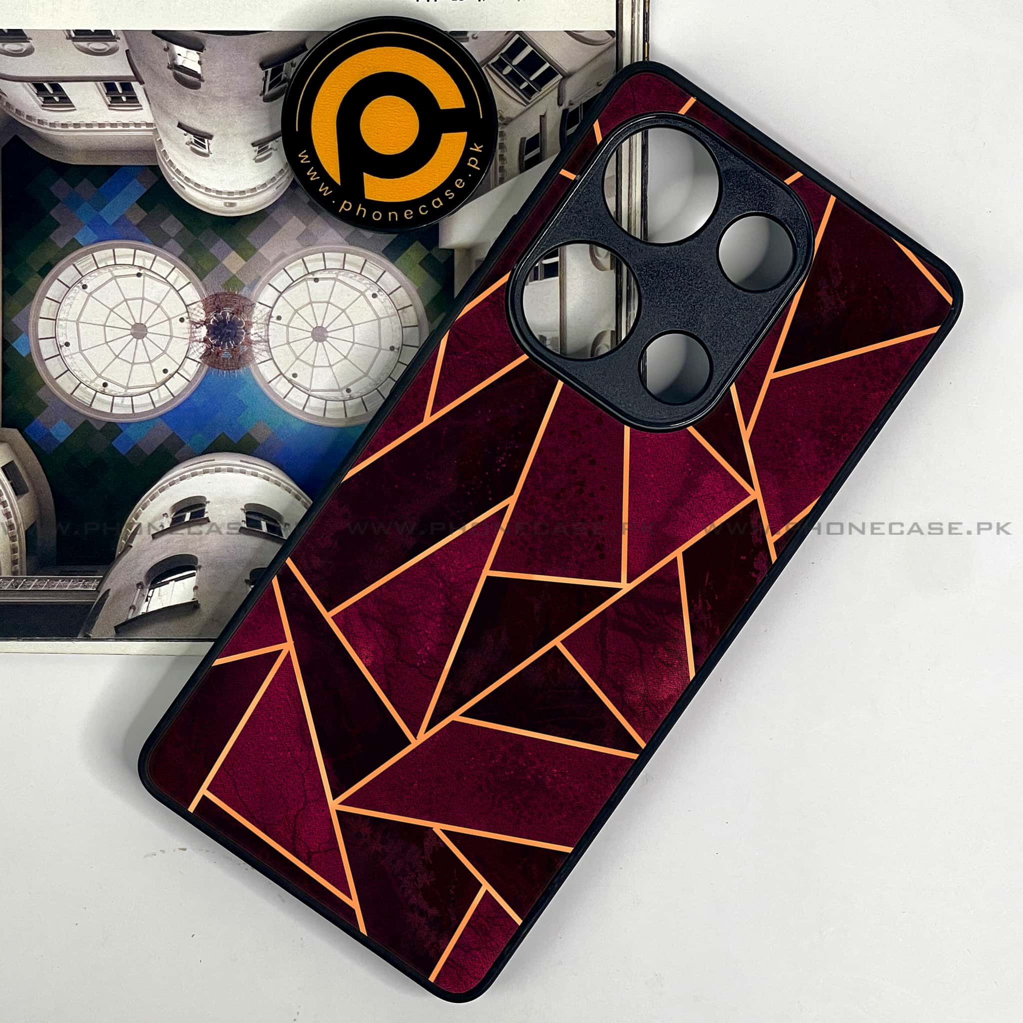 Redmi Note 13 Pro 4G - Geometric Marble Series - Premium Metal Printed soft Bumper shock Proof Case