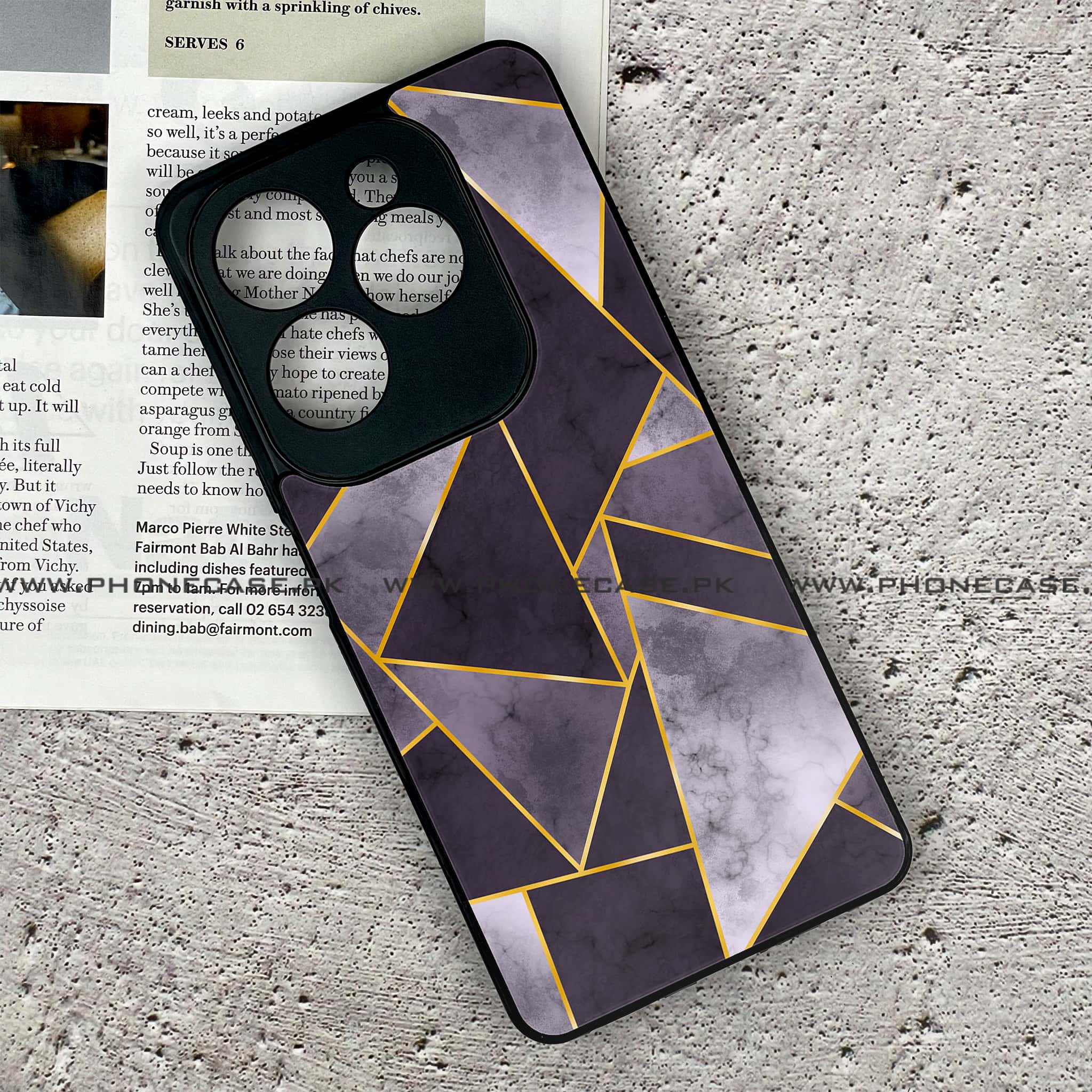 Infinix Hot 40 - Geometric Marble Series - Premium Printed Glass soft Bumper shock Proof Case