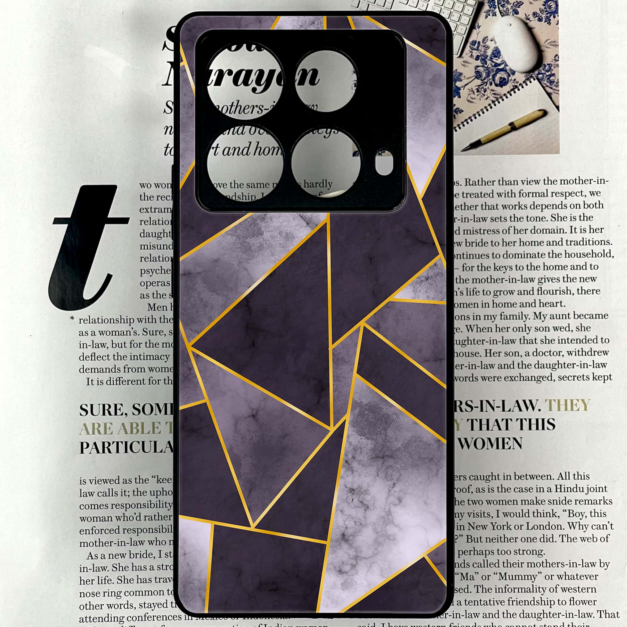 Infinix Note 40 4G - Geometric Marble Series - Premium Printed Glass soft Bumper shock Proof Case