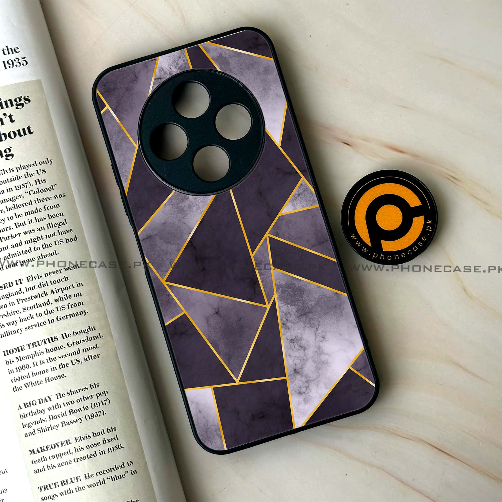 Oppo F27 Pro - Geometric Marble Series - Premium Metal Printed soft Bumper Shock Proof Case