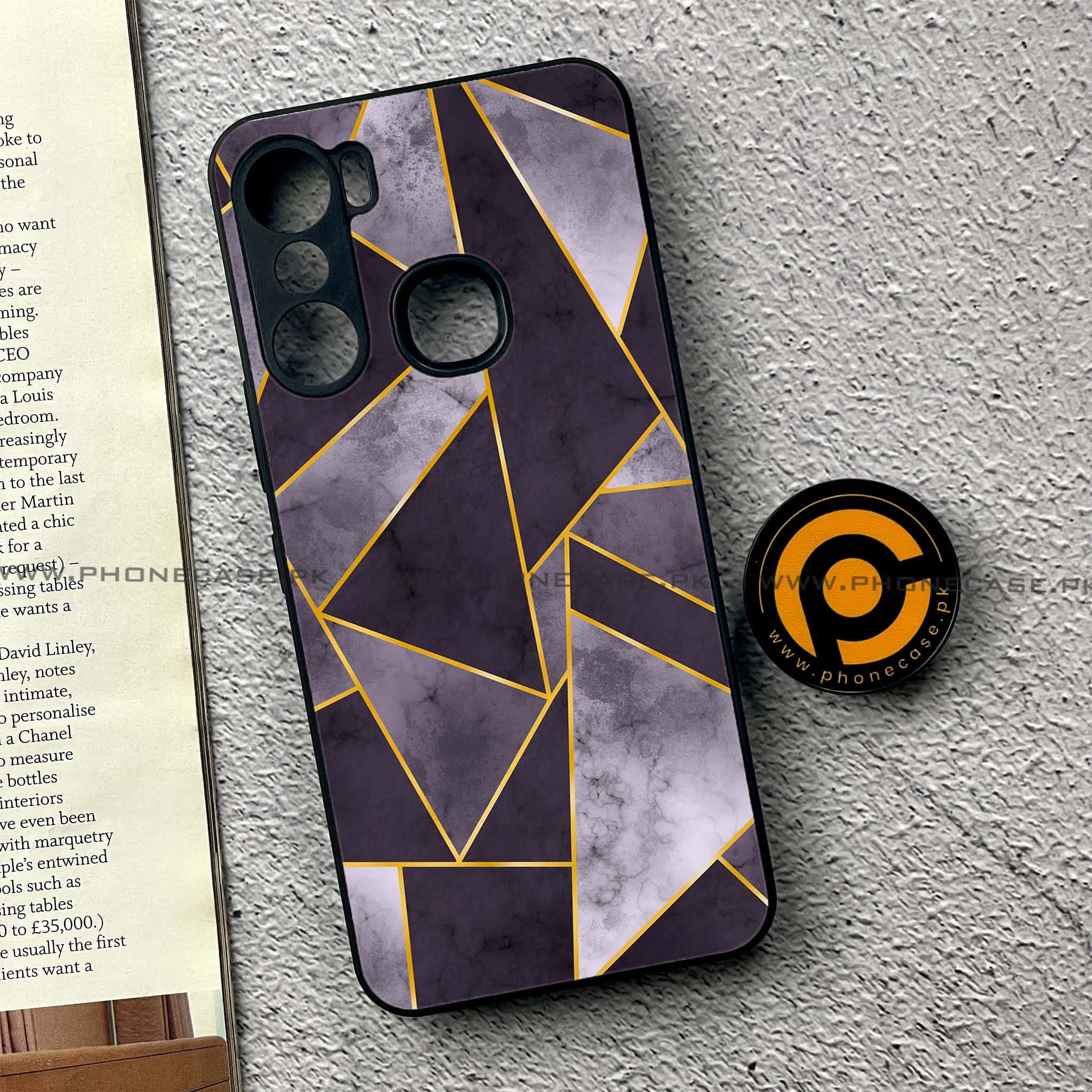 Infinix Hot 12 Pro - Geometric Marble Series - Premium Printed Glass soft Bumper shock Proof Case