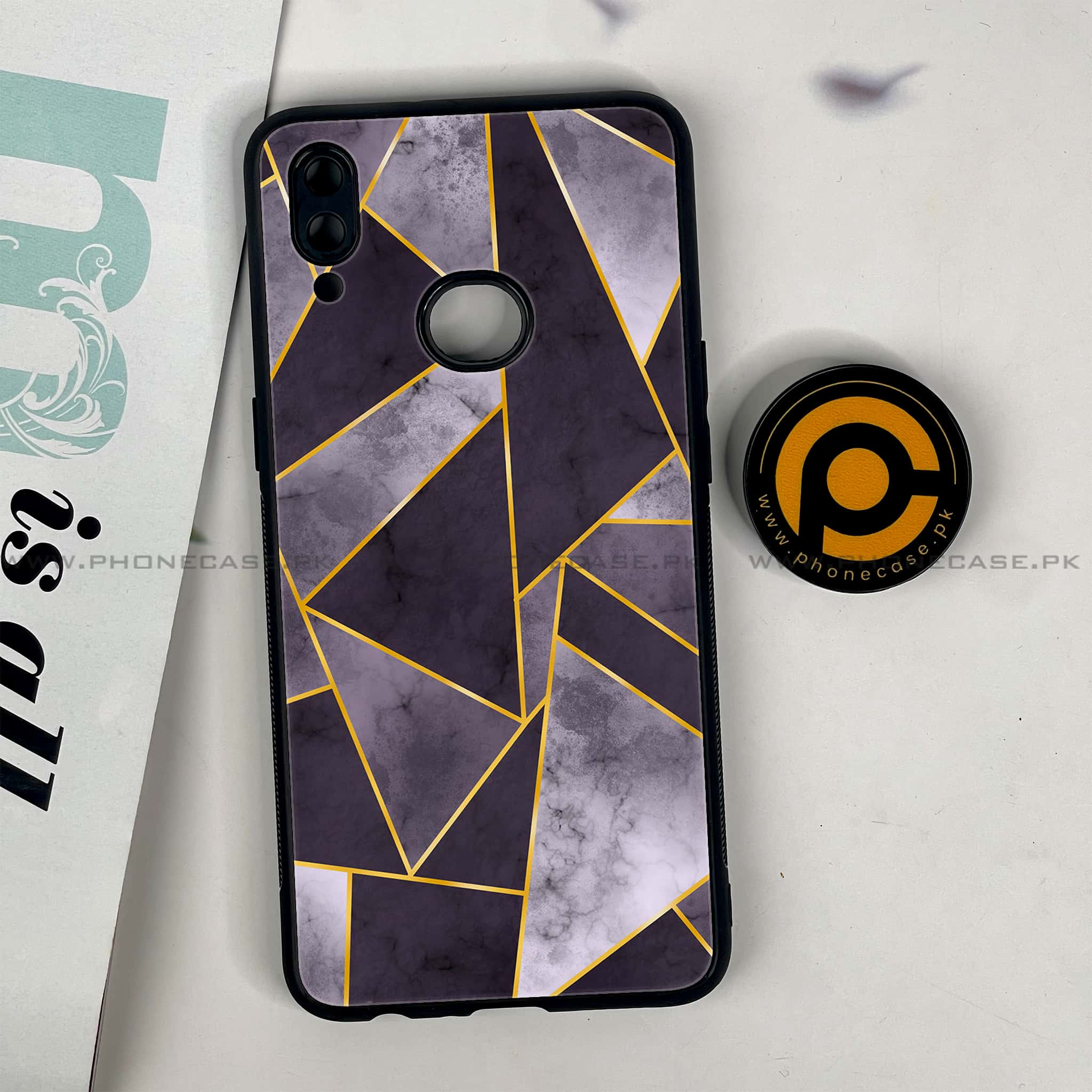 Galaxy A10s - Geometric Marble Series - Premium Printed Glass soft Bumper shock Proof Case