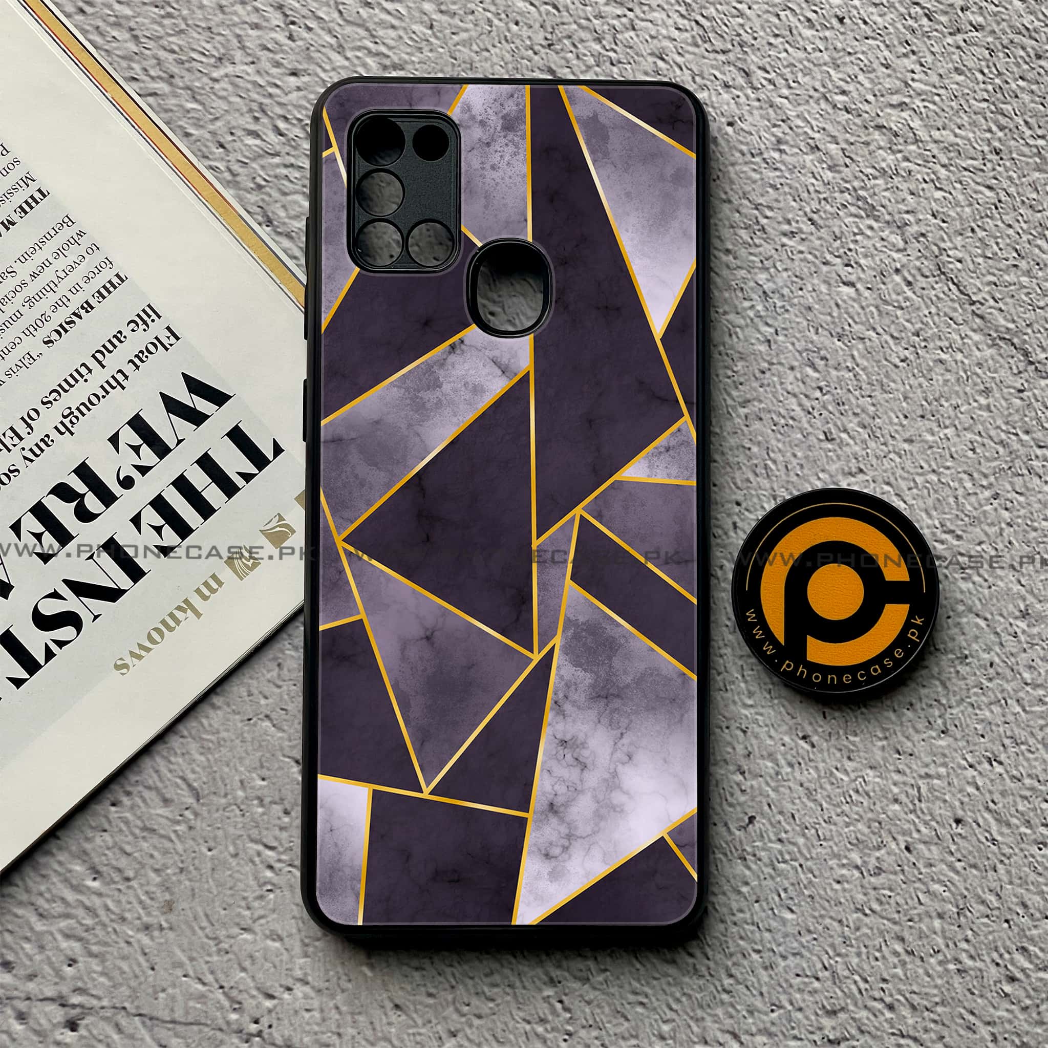 Samsung Galaxy A21s - Geometric Marble Series - Premium Printed Glass soft Bumper shock Proof Case