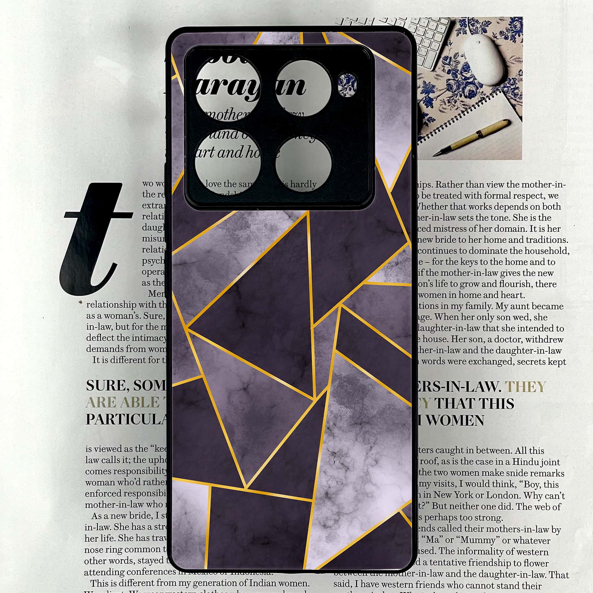 Infinix Note 40 Pro Plus - Geometric Marble Series - Premium Metal Printed soft Bumper shock Proof Case